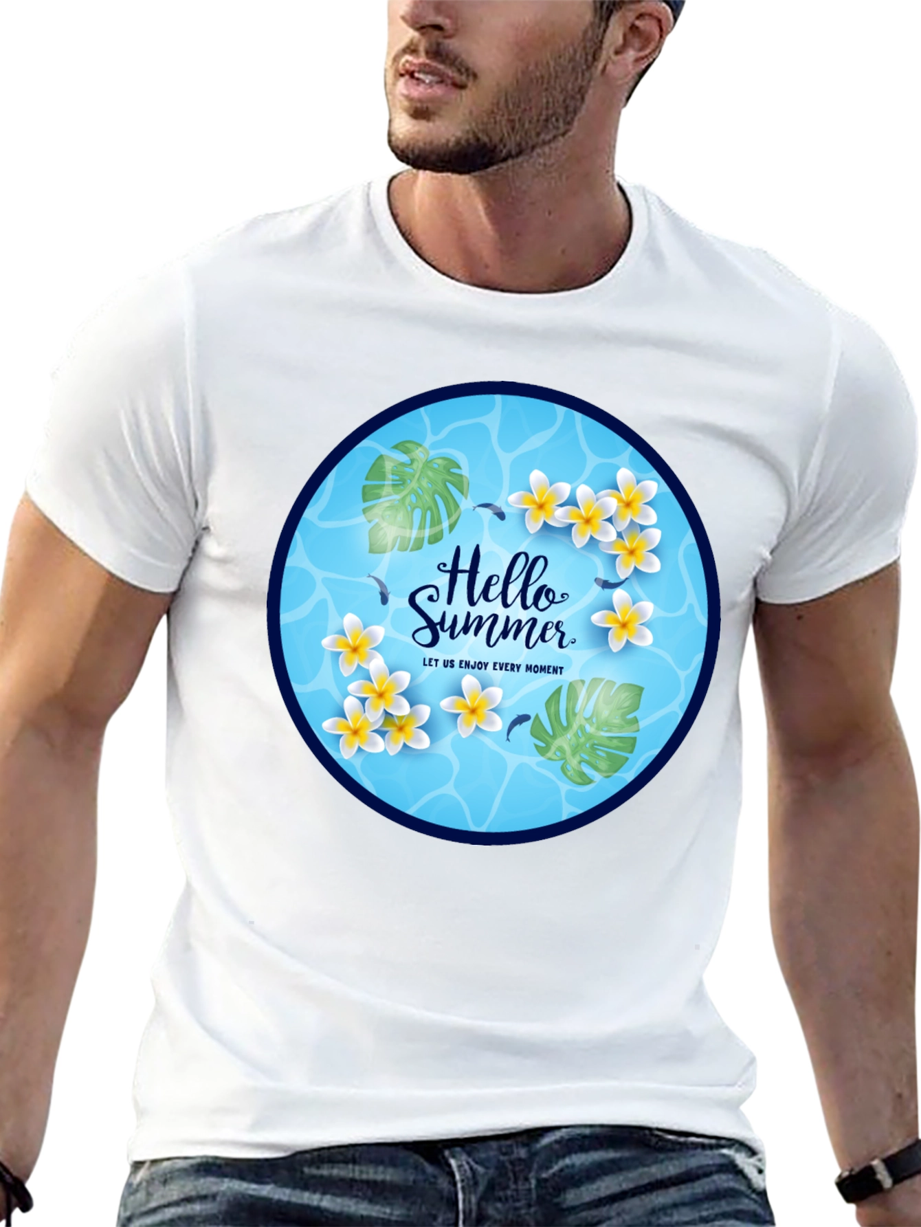 Hello Summer T-Shirt - Tropical Floral Design