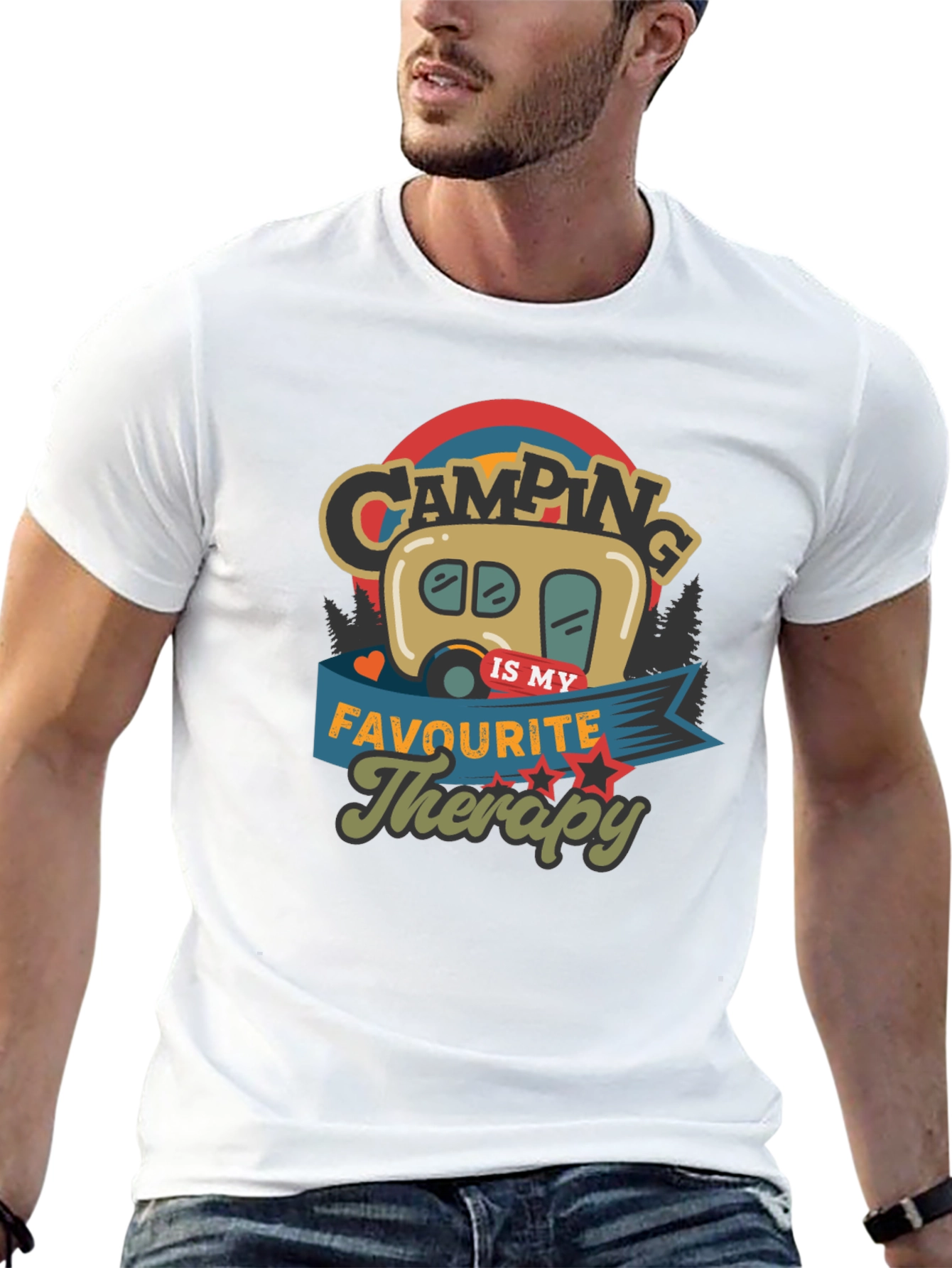 Camping is My Therapy Black Tee