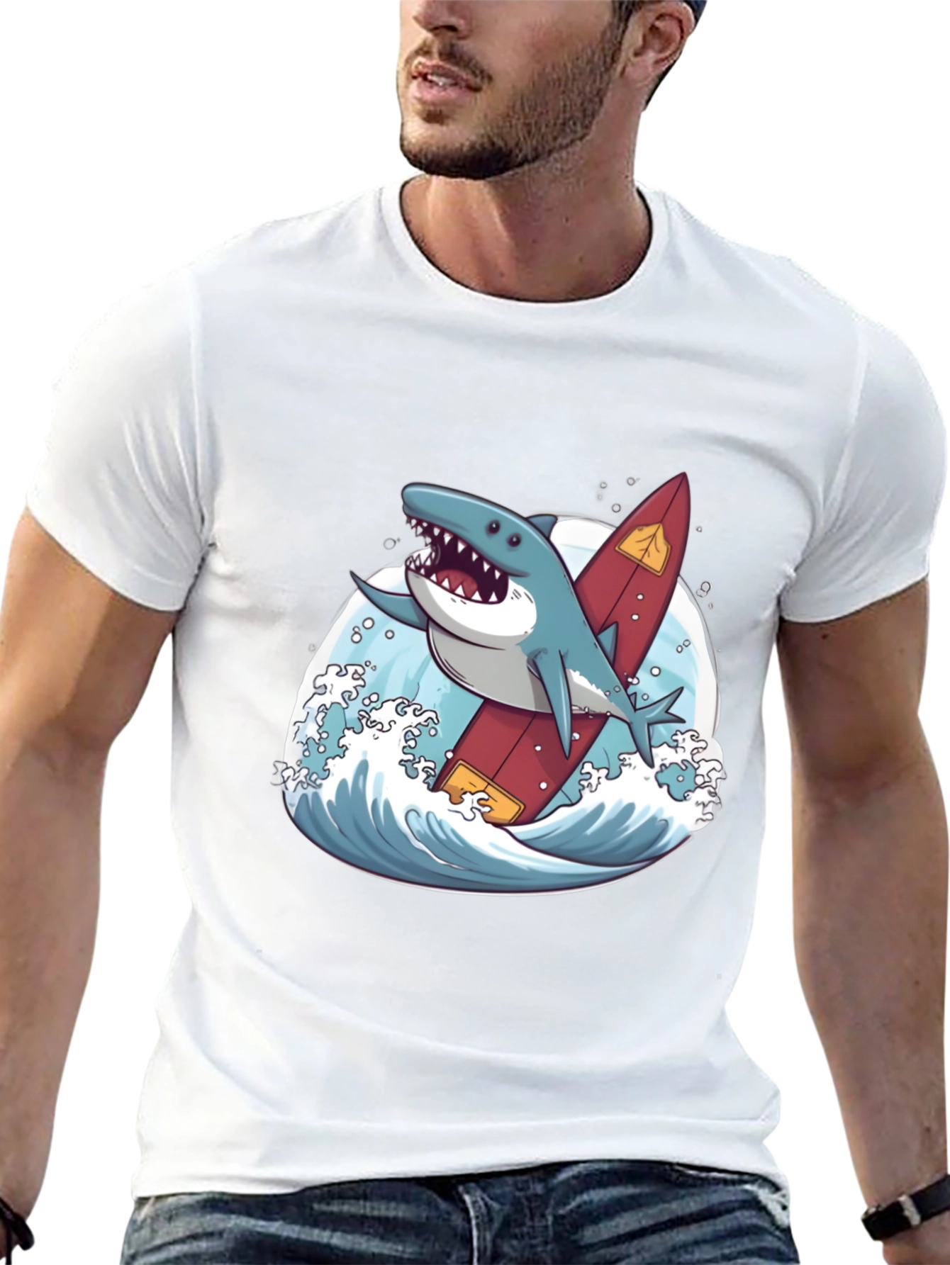 Shark Surfer T-Shirt - Fun Graphic Tee