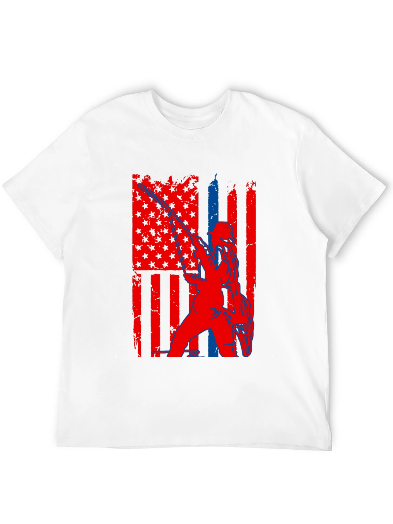 Fishing American Flag Graphic T-Shirt