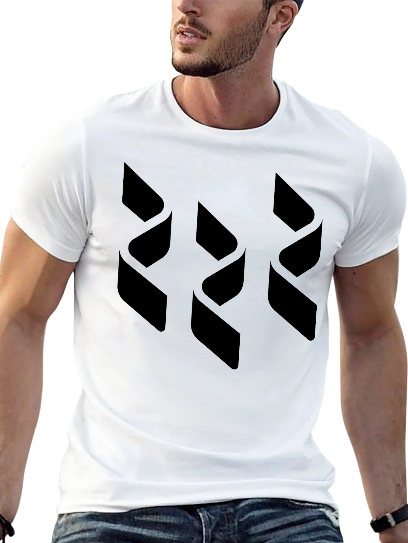 Modern Geometric Print Mens Black T-Shirt