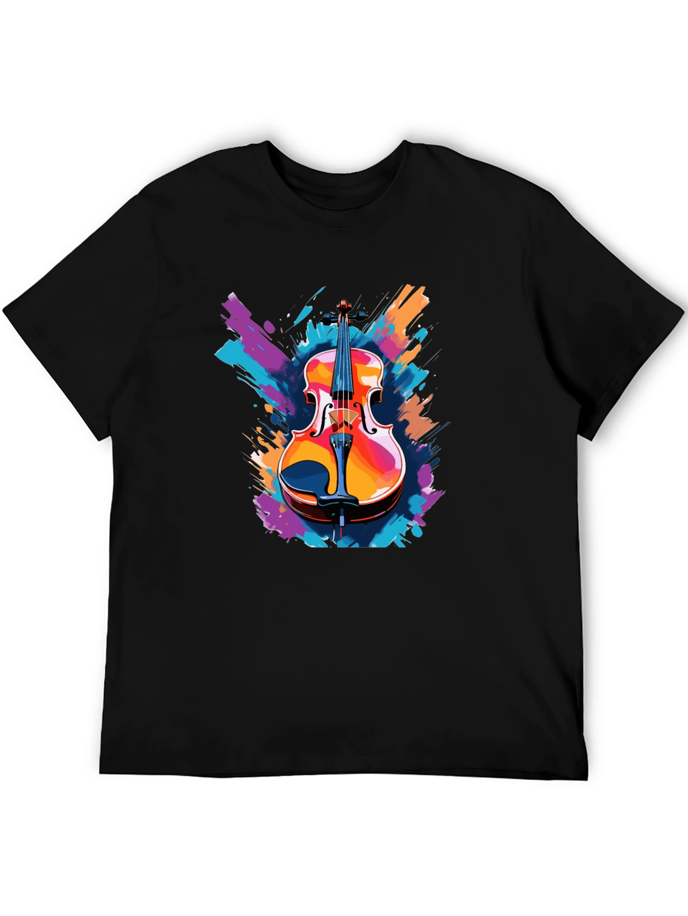 Violin Graphic Black T-Shirt - Musical Instrument Tee