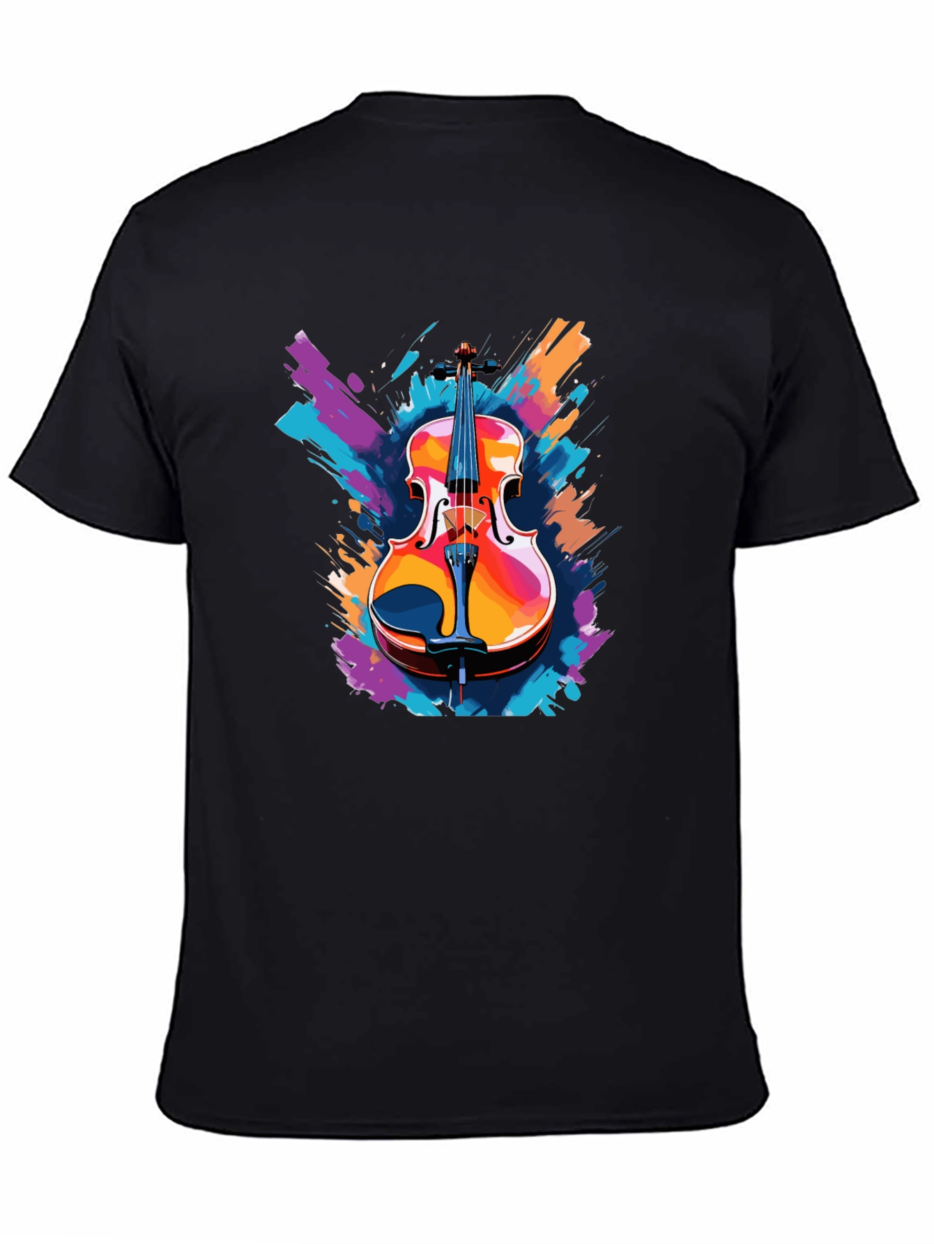 Violin Graphic Black T-Shirt - Musical Instrument Tee