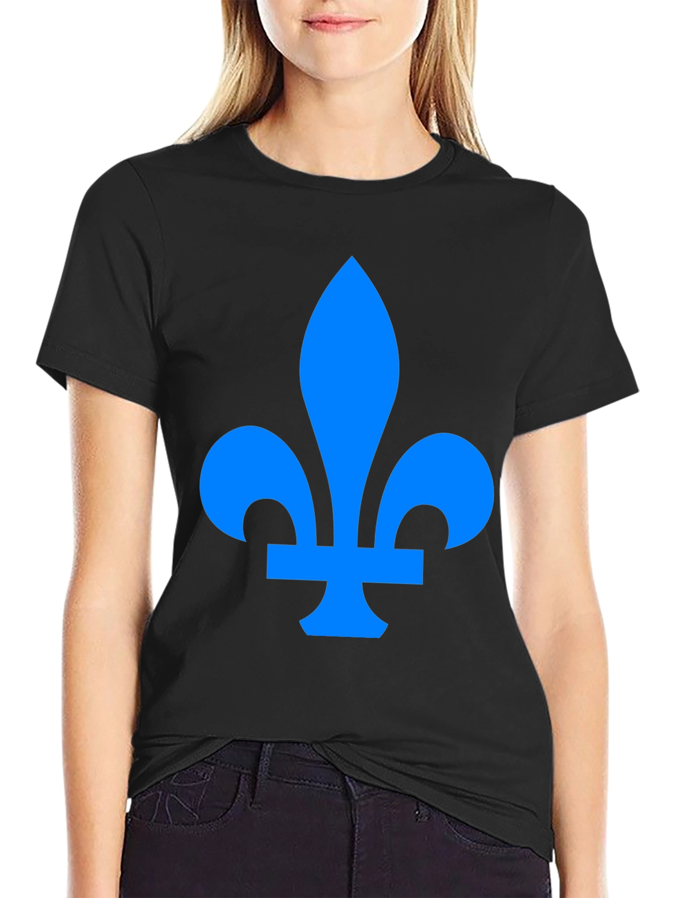 Fleur-de-lis Graphic Tee - Stylish Black Cotton T-Shirt