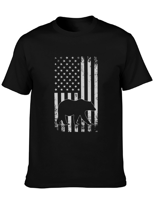 Bear American Flag Graphic T-Shirt