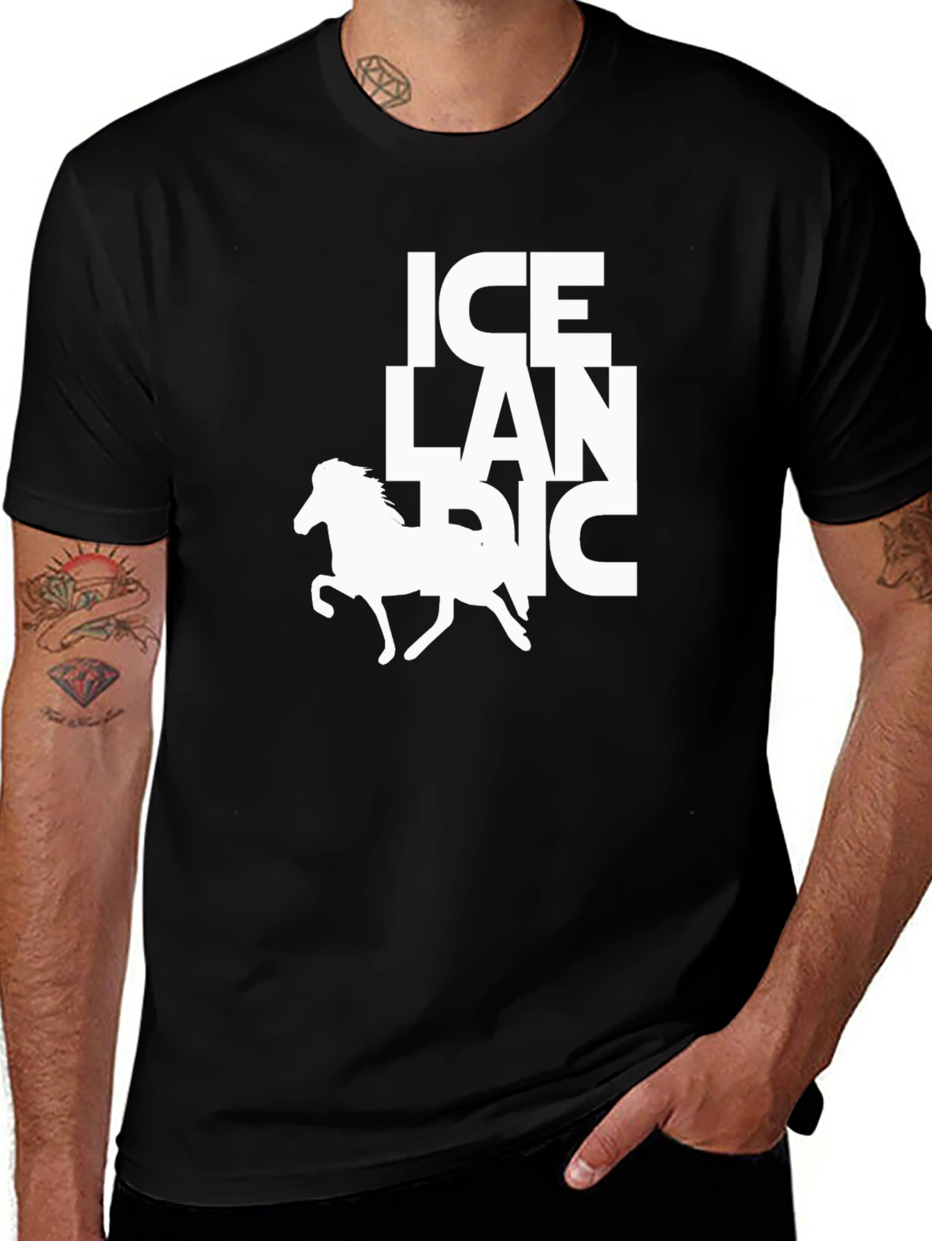 Icelandic Horse Graphic Tee - Black