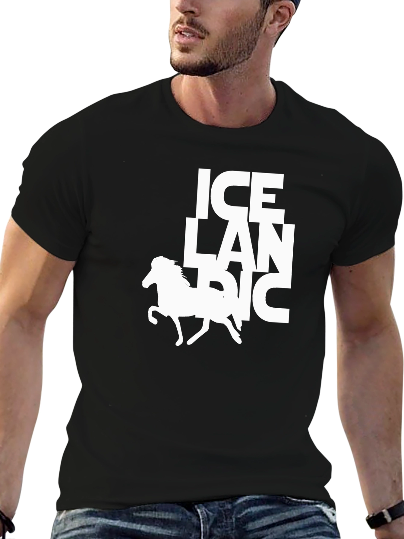 Icelandic Horse Graphic Tee - Black