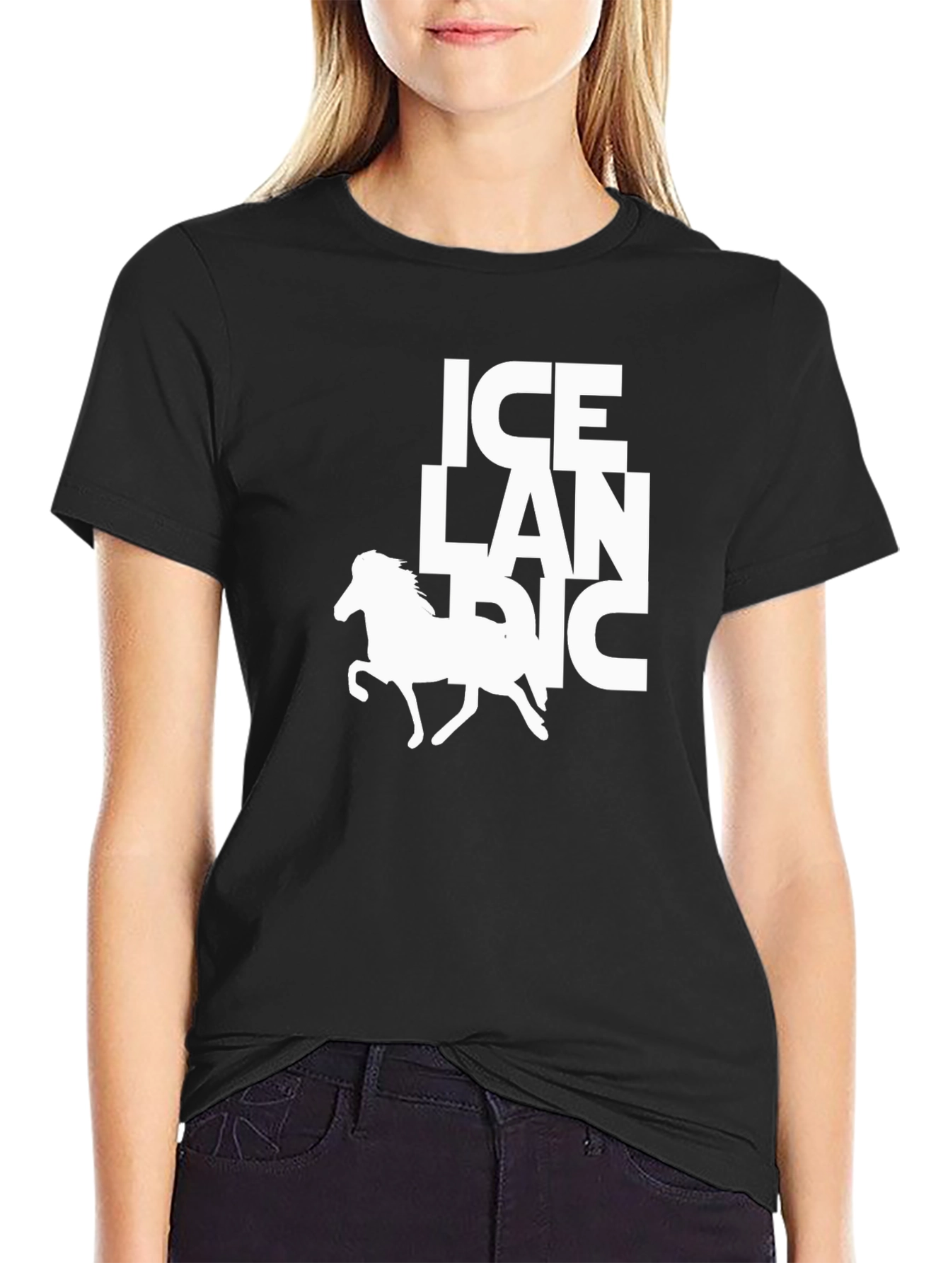 Icelandic Horse Graphic Tee - Black