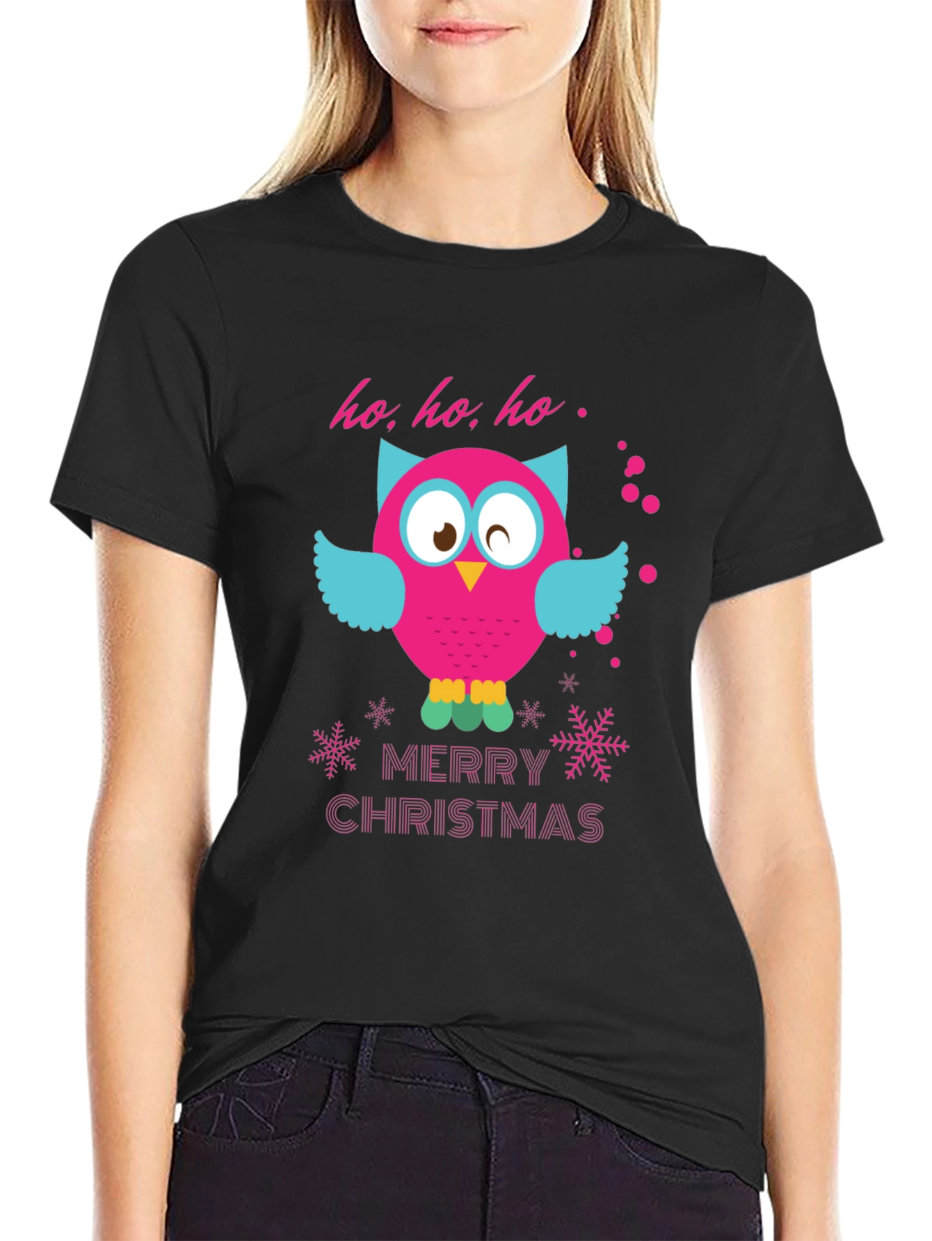 Festive Owl Christmas Graphic Tee