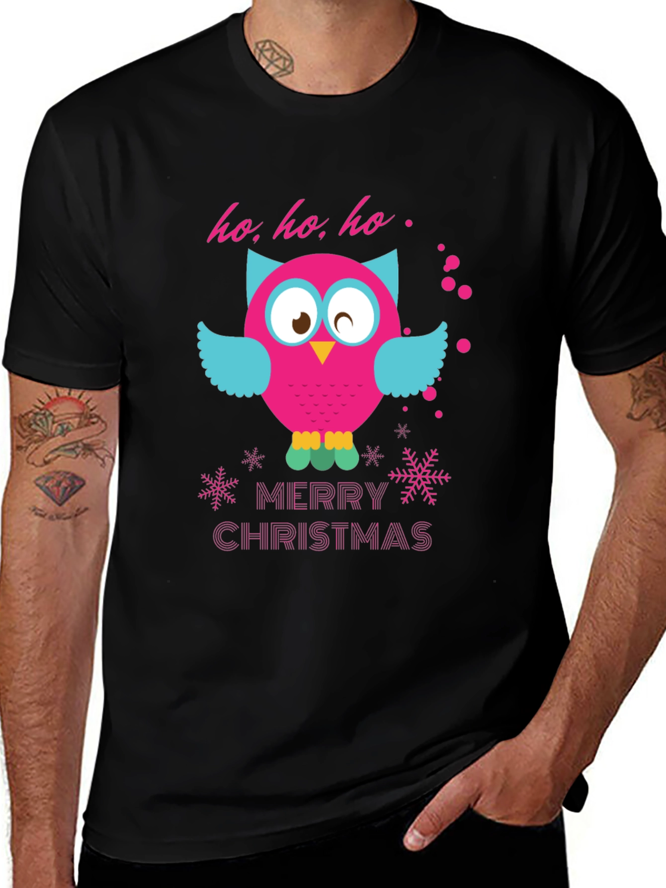 Festive Owl Christmas Graphic Tee