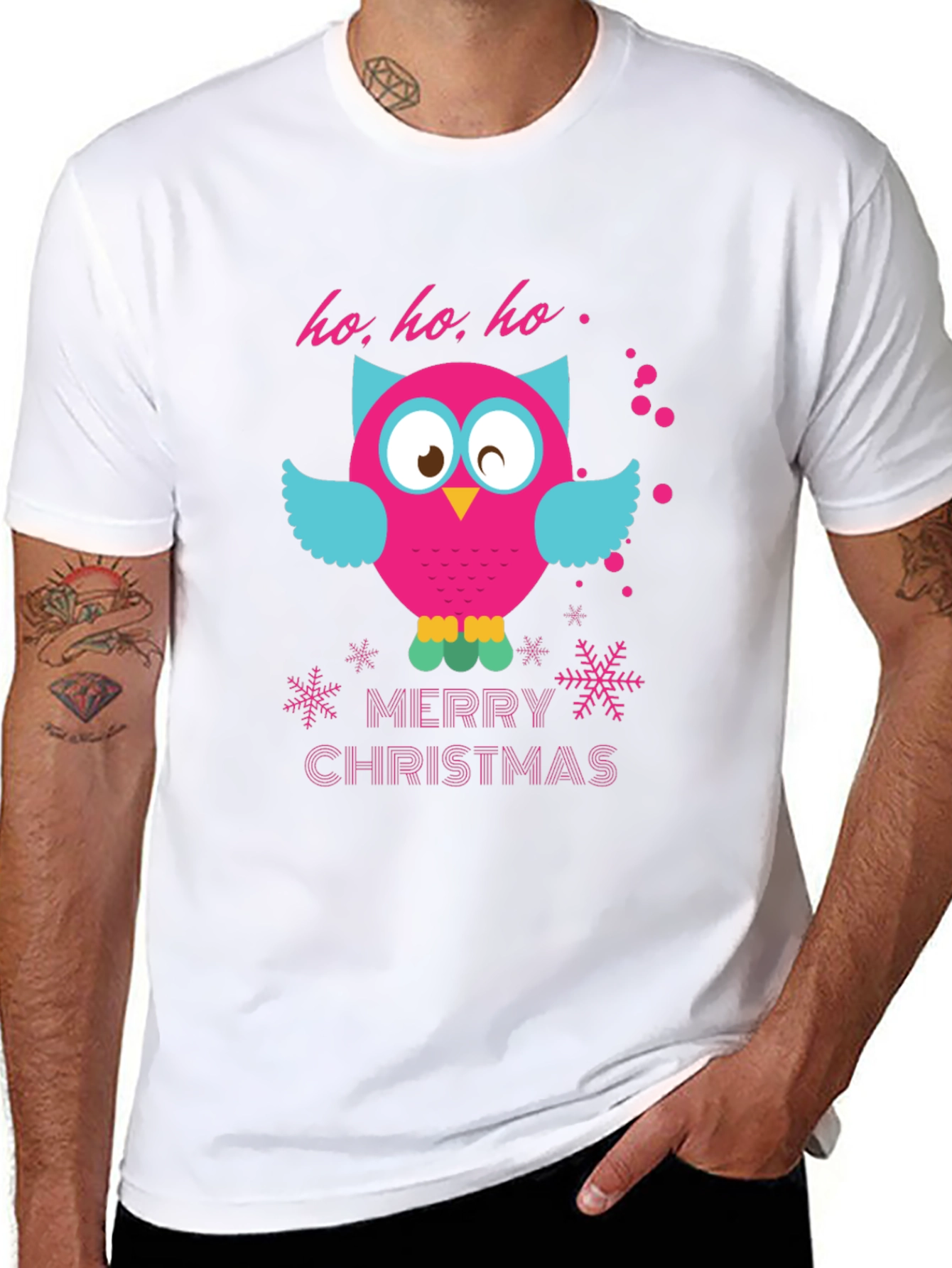 Festive Owl Christmas Graphic Tee