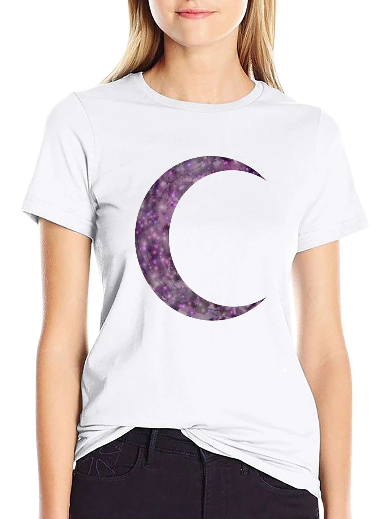 Galaxy Moon Graphic Tee - Stylish Black T-Shirt