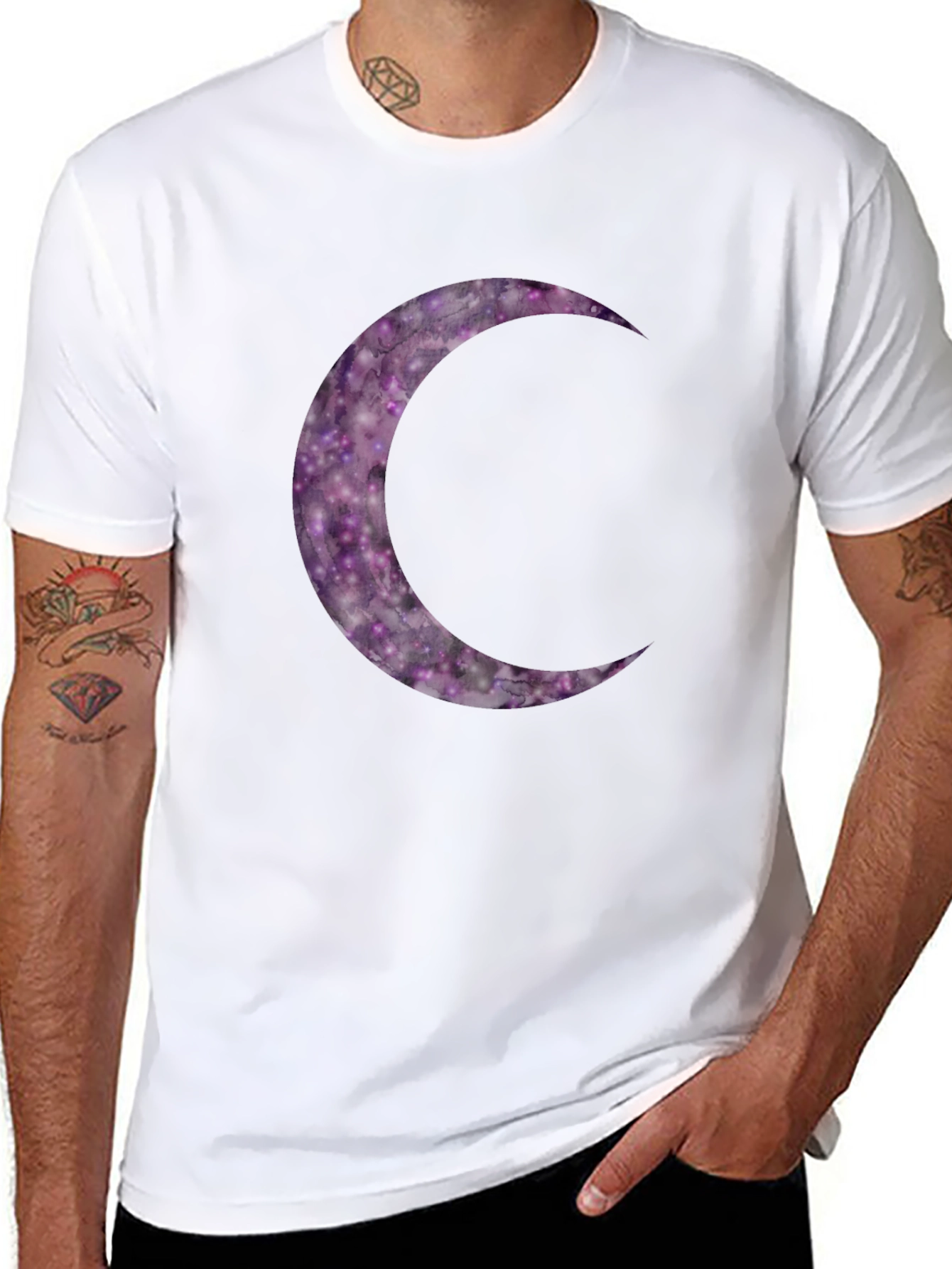 Galaxy Moon Graphic Tee - Stylish Black T-Shirt