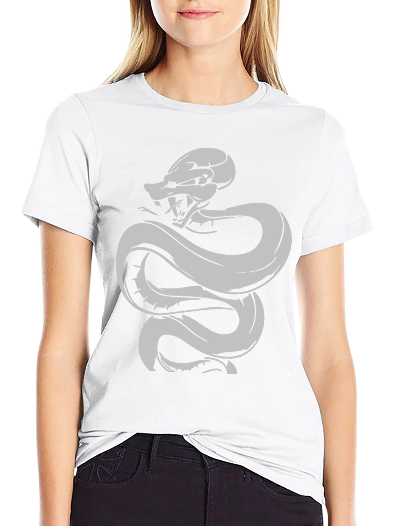Black T-Shirt with Snake Design
