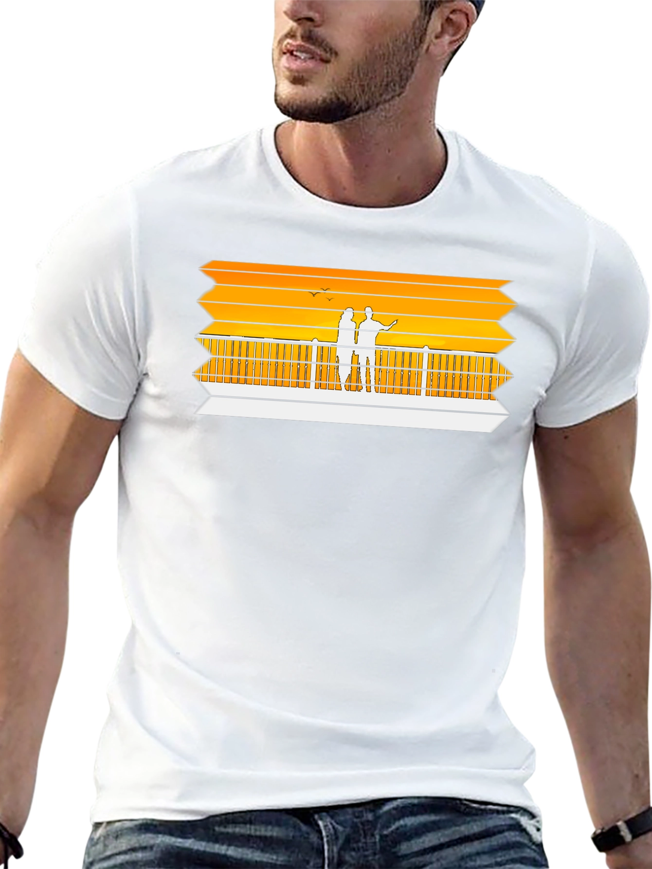 Sunset Pier Graphic Tee - Black Casual Shirt