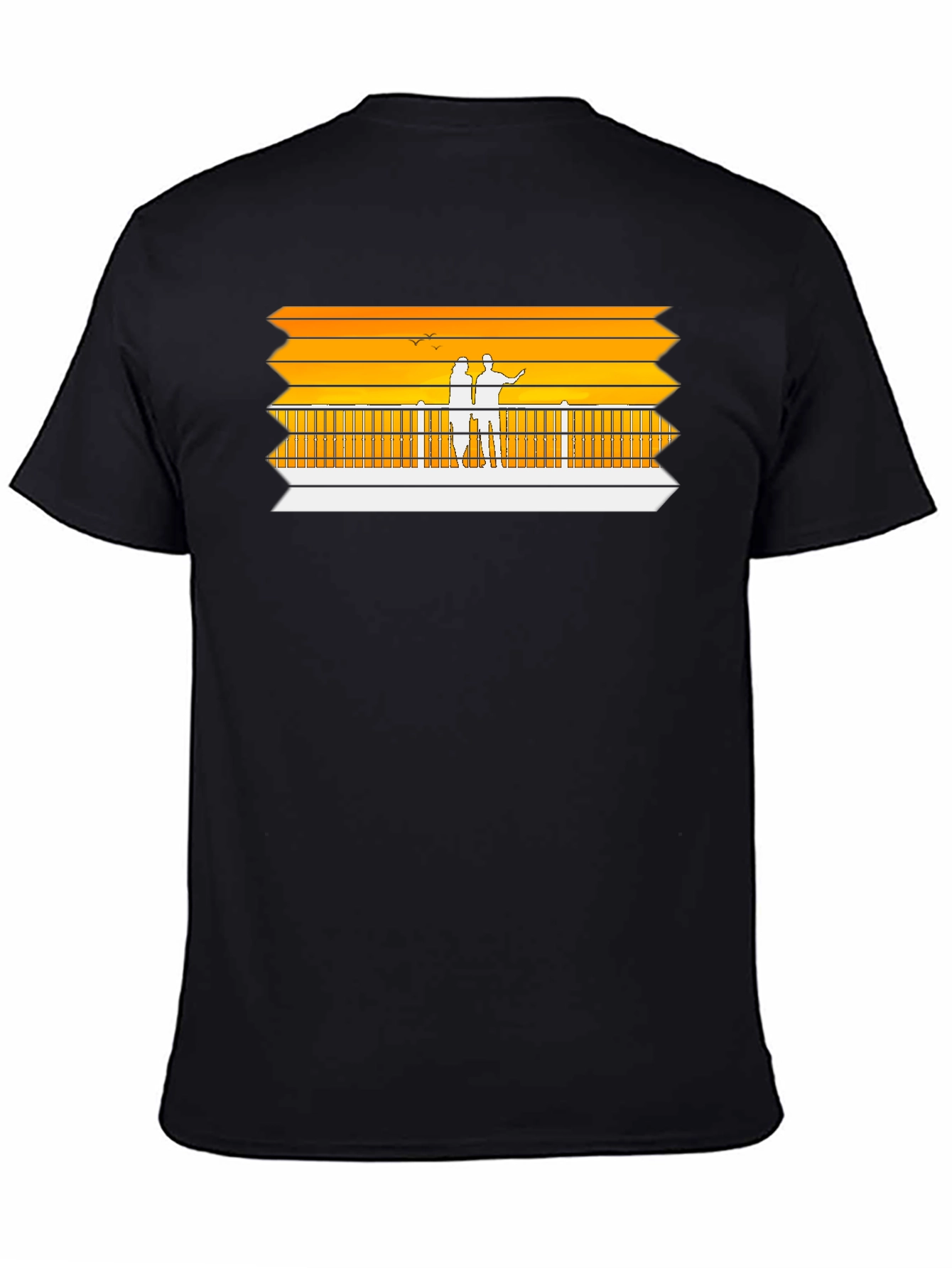Sunset Pier Graphic Tee - Black Casual Shirt