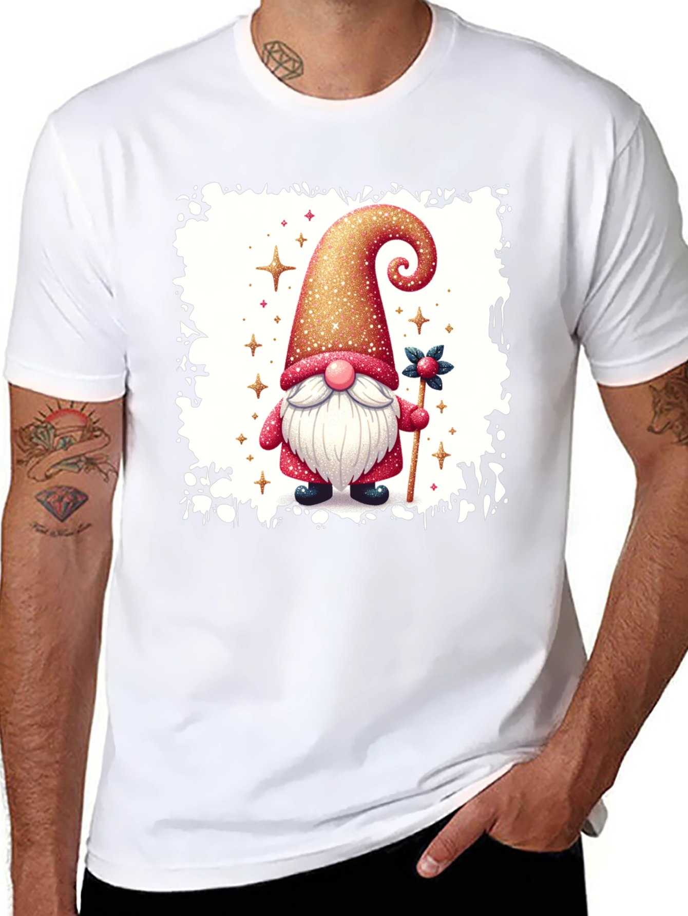 Festive Gnome Graphic Tee - Holiday Cheer