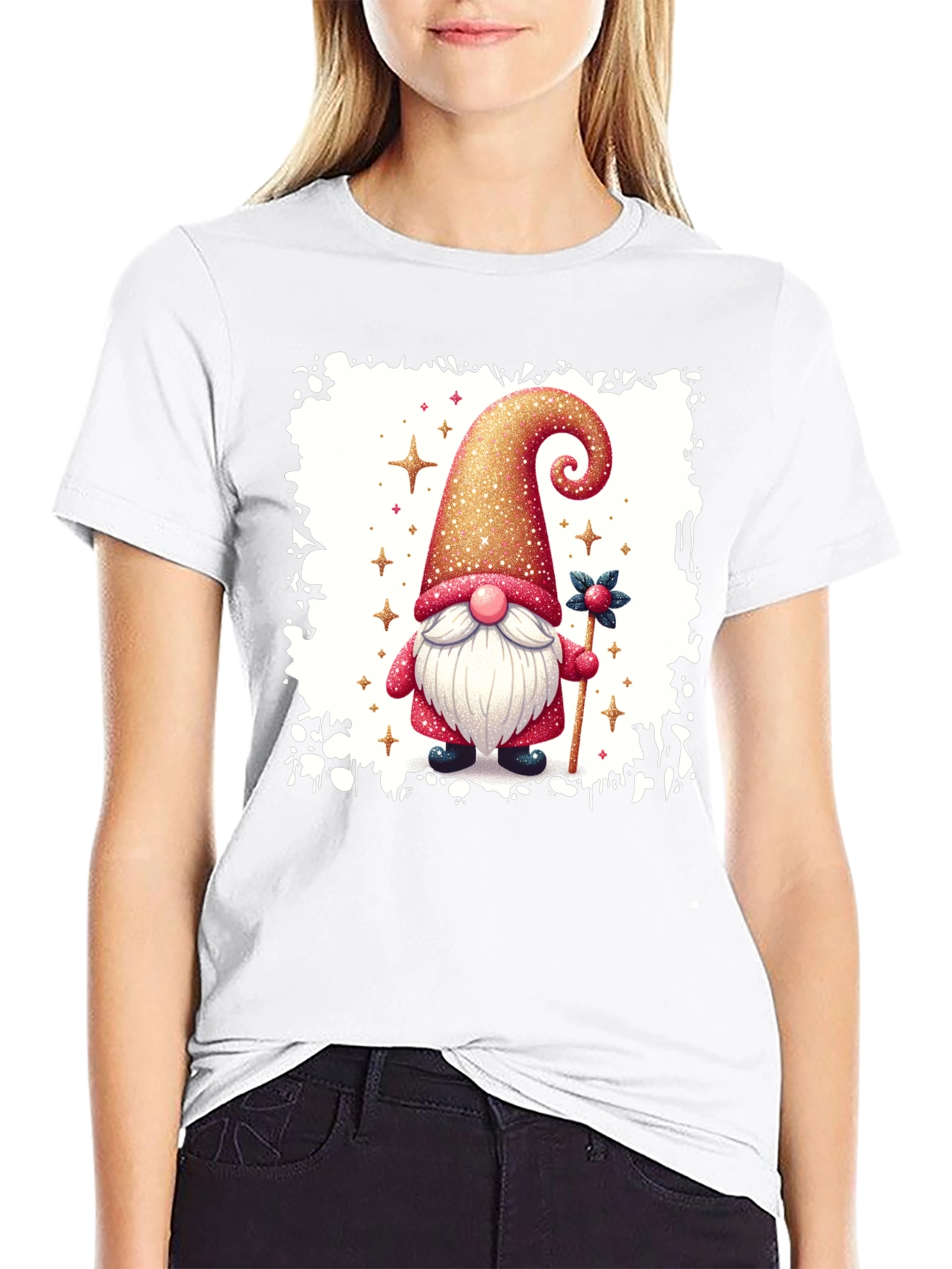 Festive Gnome Graphic Tee - Holiday Cheer
