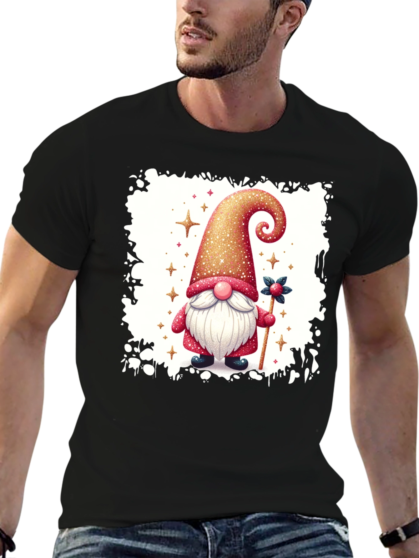 Festive Gnome Graphic Tee - Holiday Cheer
