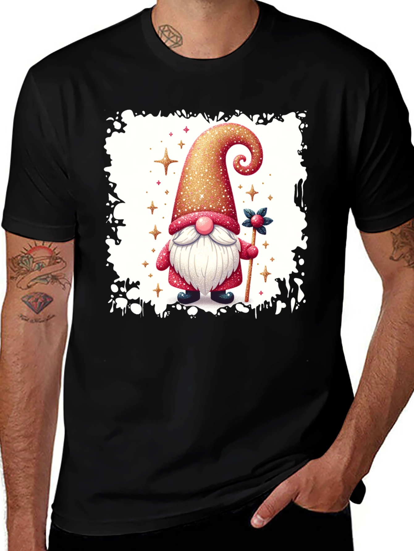 Festive Gnome Graphic Tee - Holiday Cheer