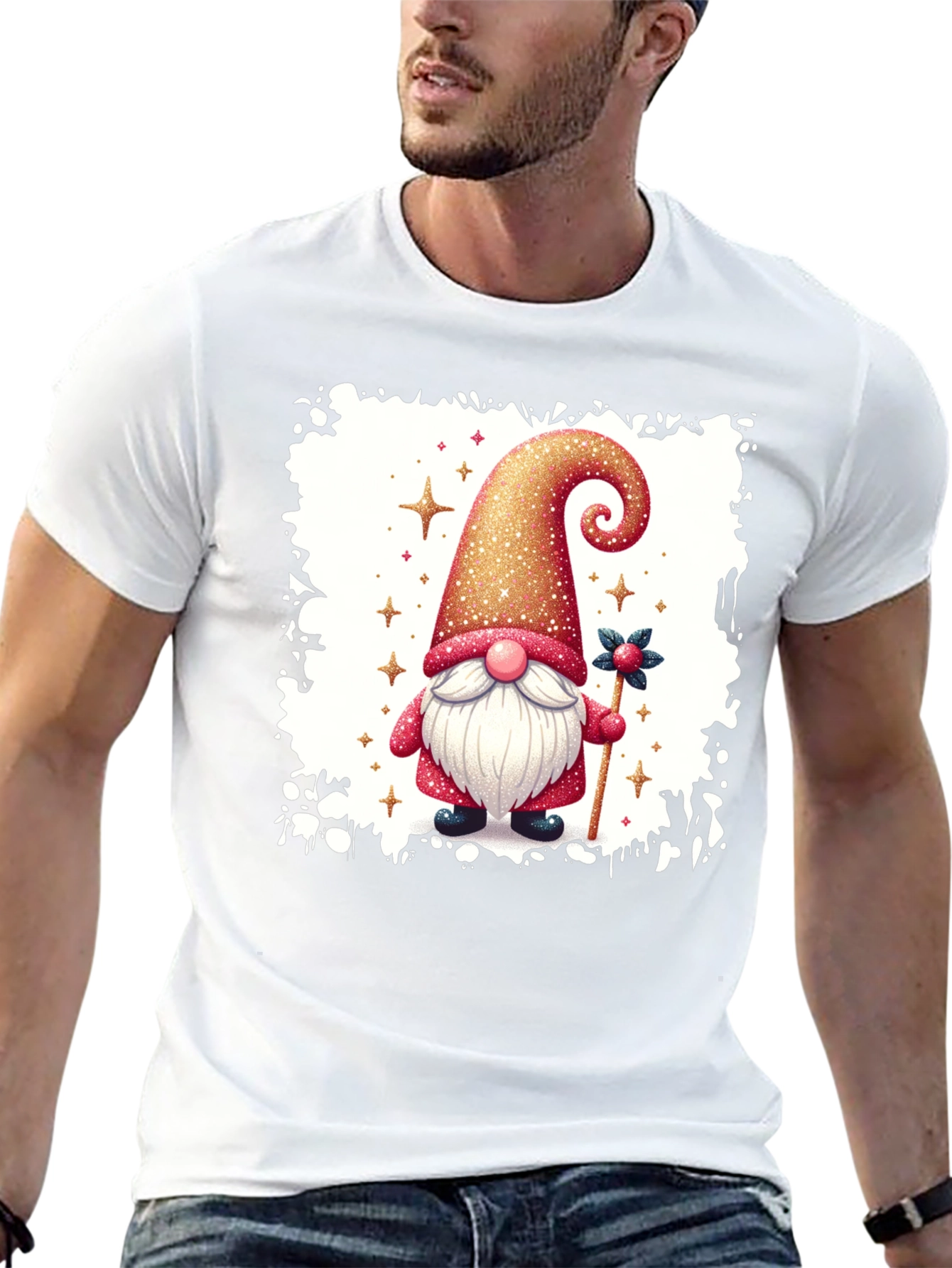Festive Gnome Graphic Tee - Holiday Cheer