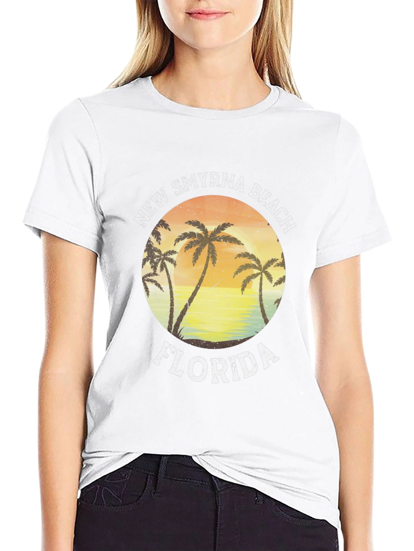 New Smyrna Beach Florida T-Shirt Palm Tree Sunset