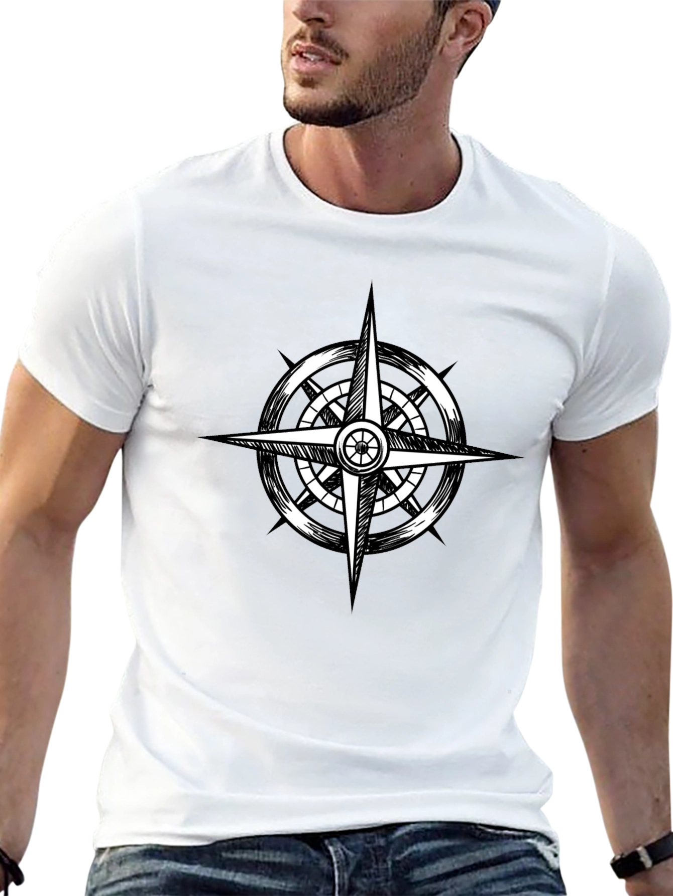 Compass Rose Graphic Black T-Shirt