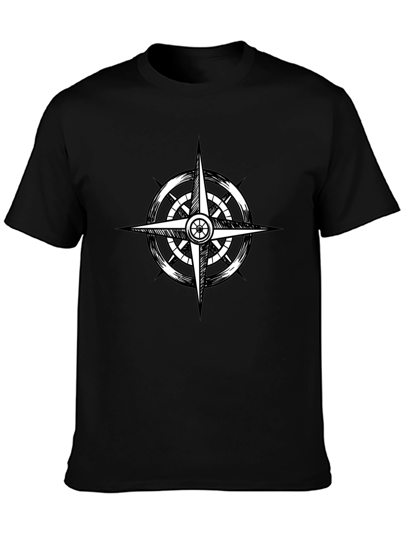 Compass Rose Graphic Black T-Shirt