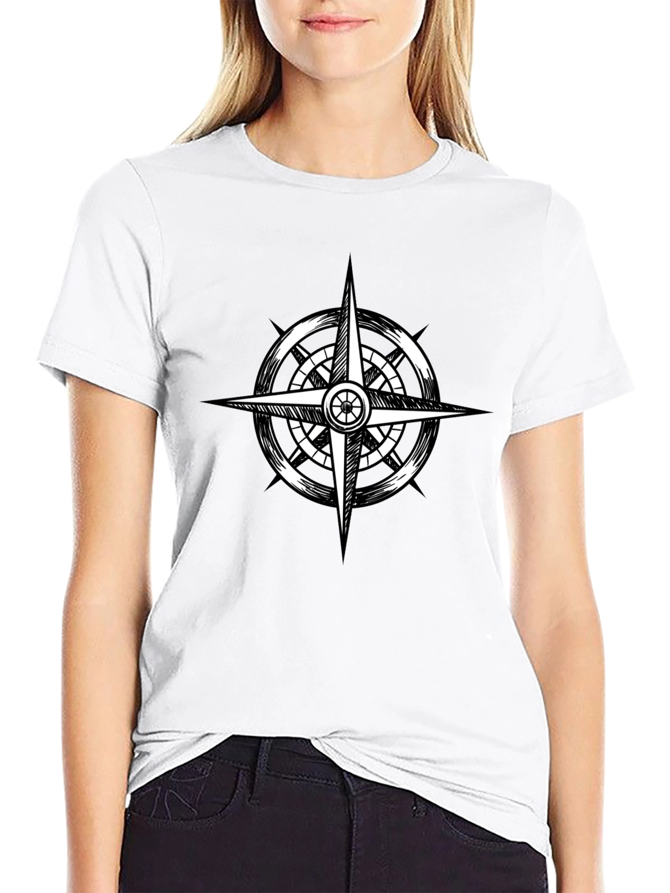 Compass Rose Graphic Black T-Shirt