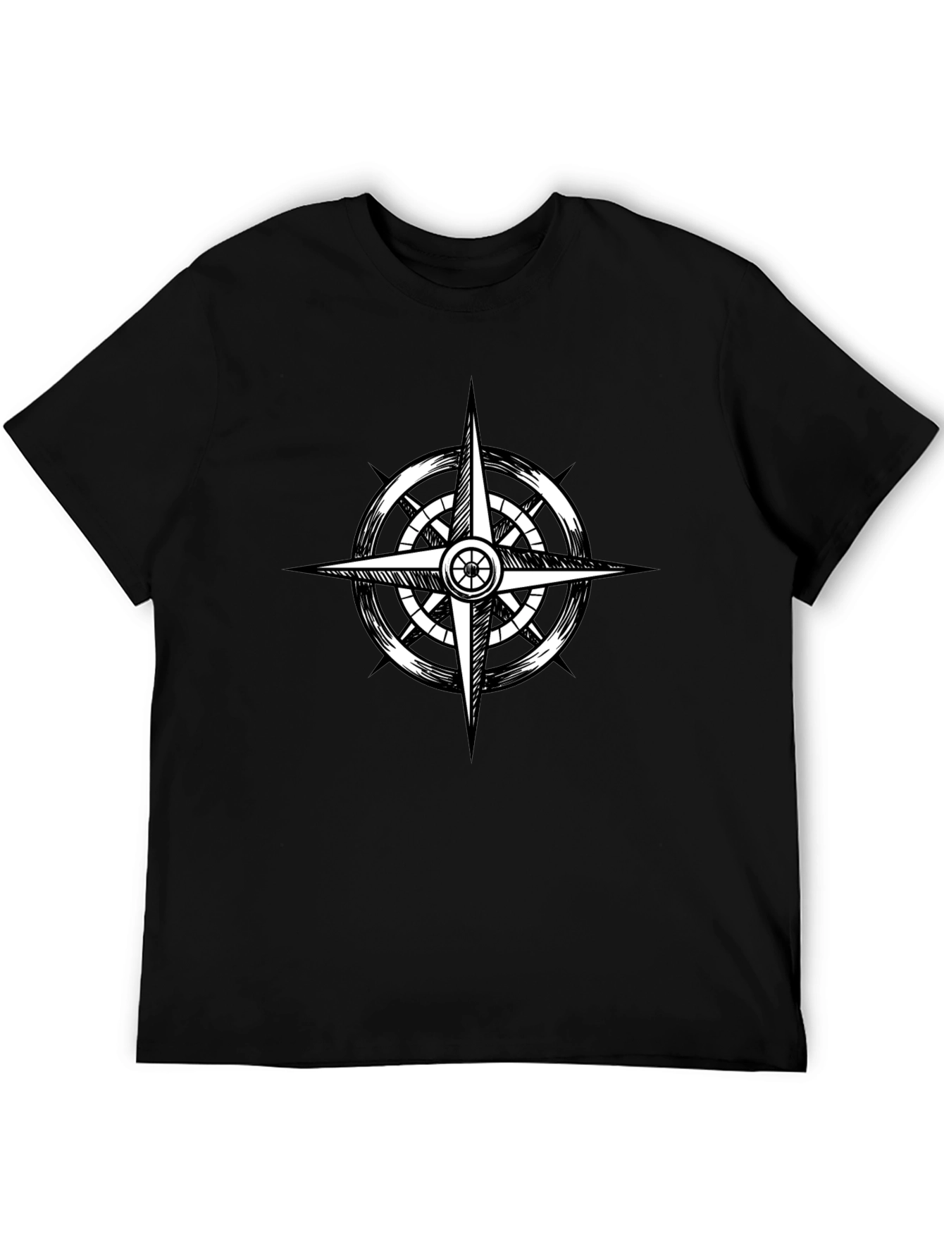 Compass Rose Graphic Black T-Shirt