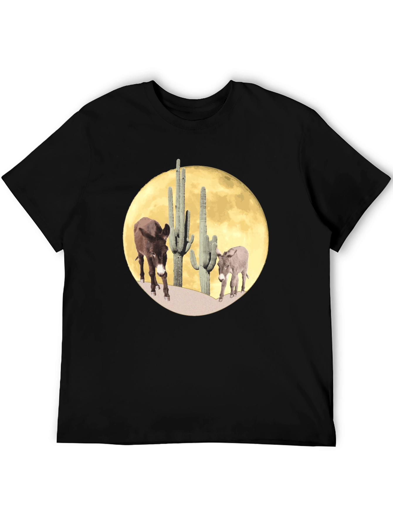 Desert Donkey Moon Graphic Tee - Black Cotton Blend