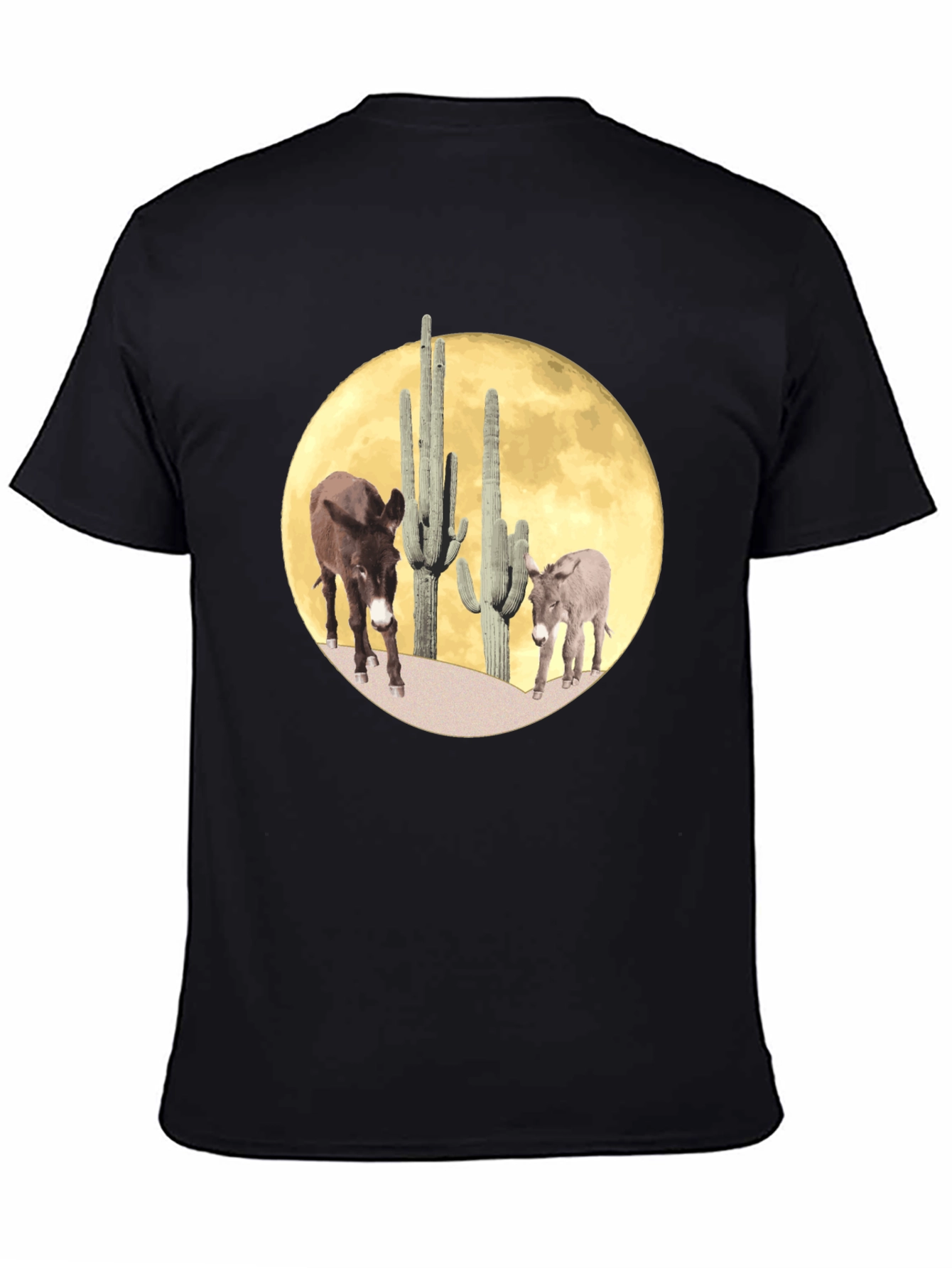 Desert Donkey Moon Graphic Tee - Black Cotton Blend