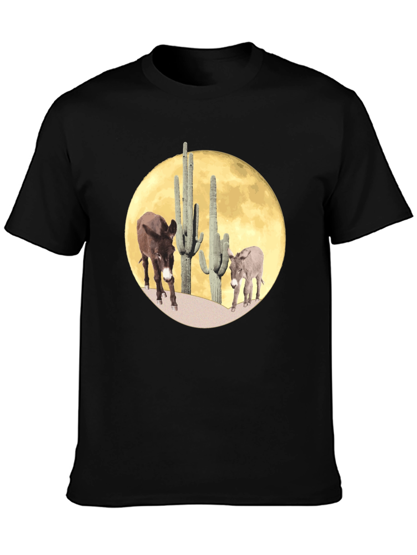 Desert Donkey Moon Graphic Tee - Black Cotton Blend