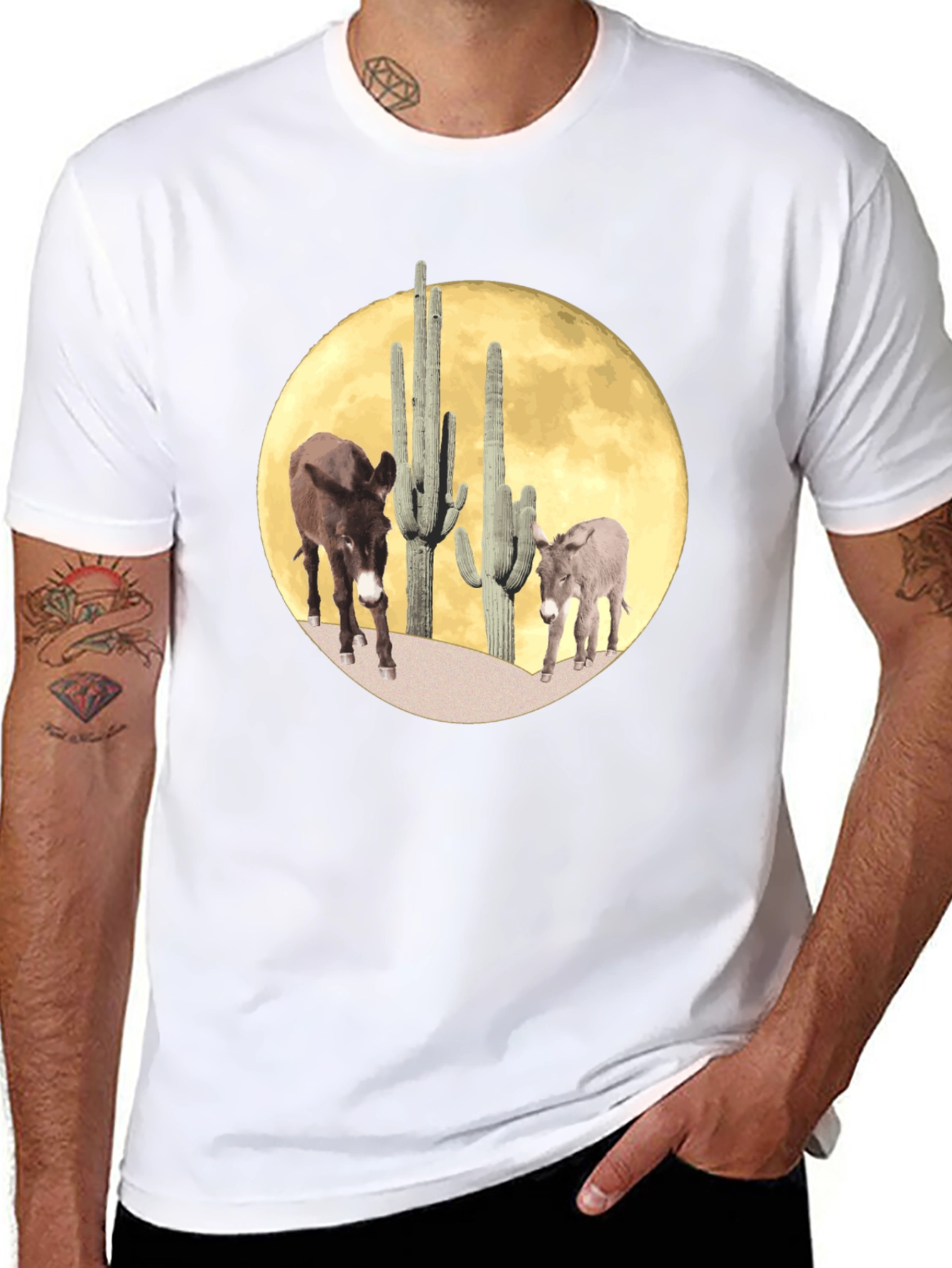 Desert Donkey Moon Graphic Tee - Black Cotton Blend