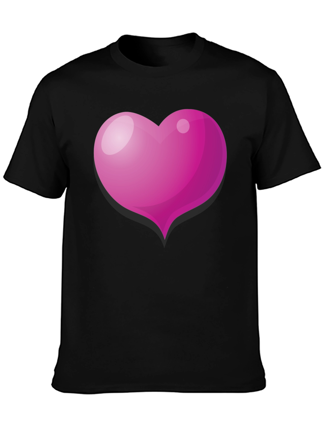 Pink Heart Graphic Black T-Shirt