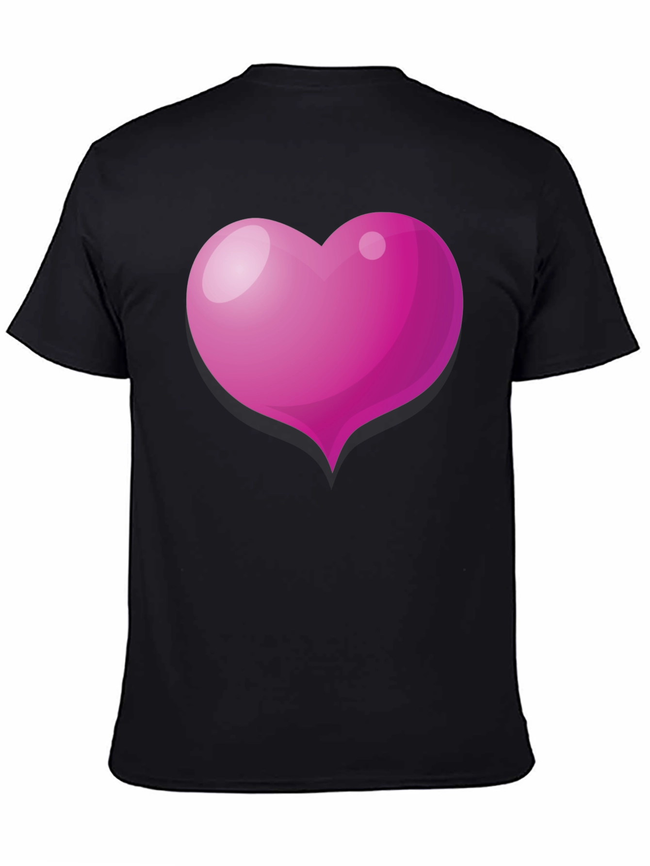 Pink Heart Graphic Black T-Shirt