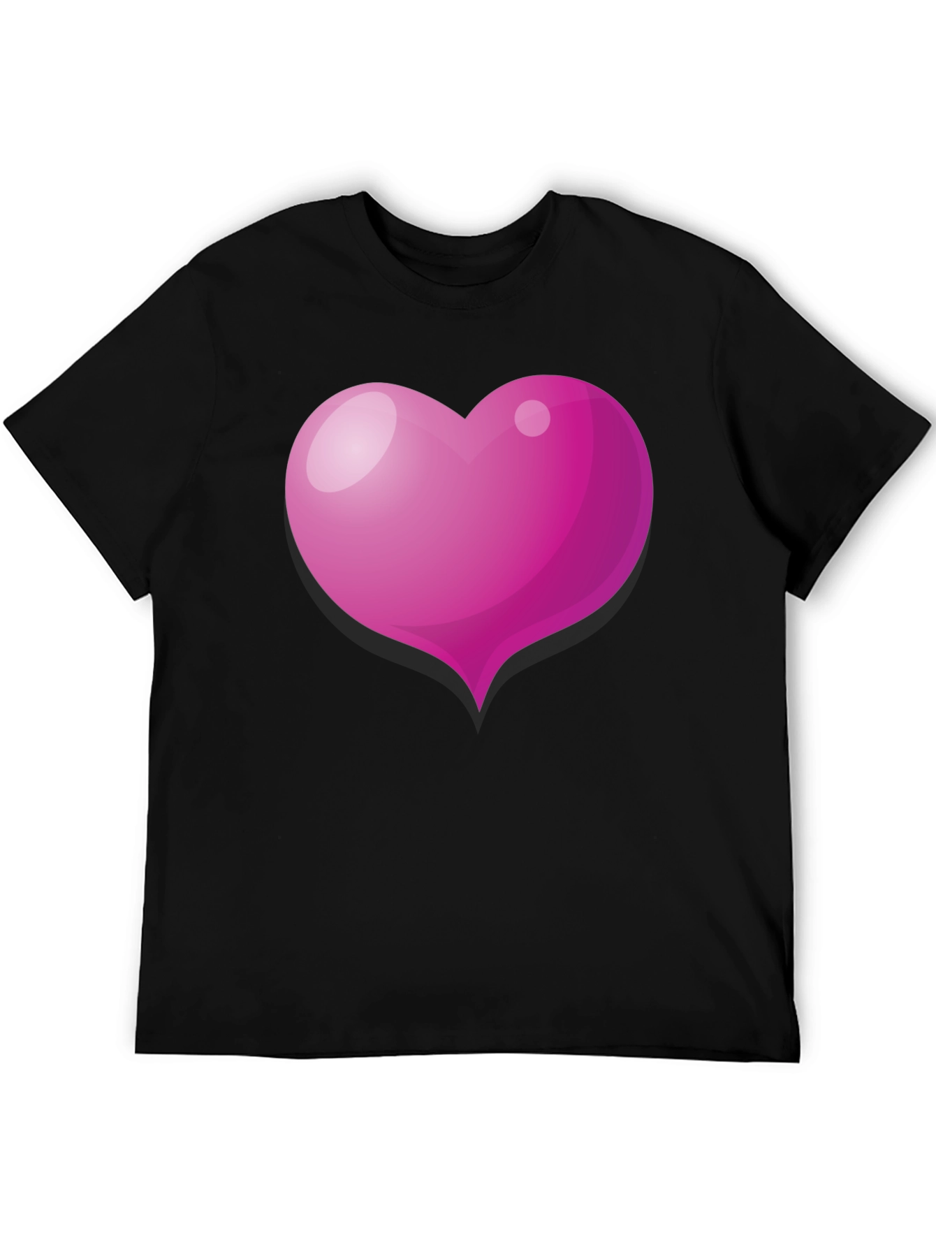 Pink Heart Graphic Black T-Shirt