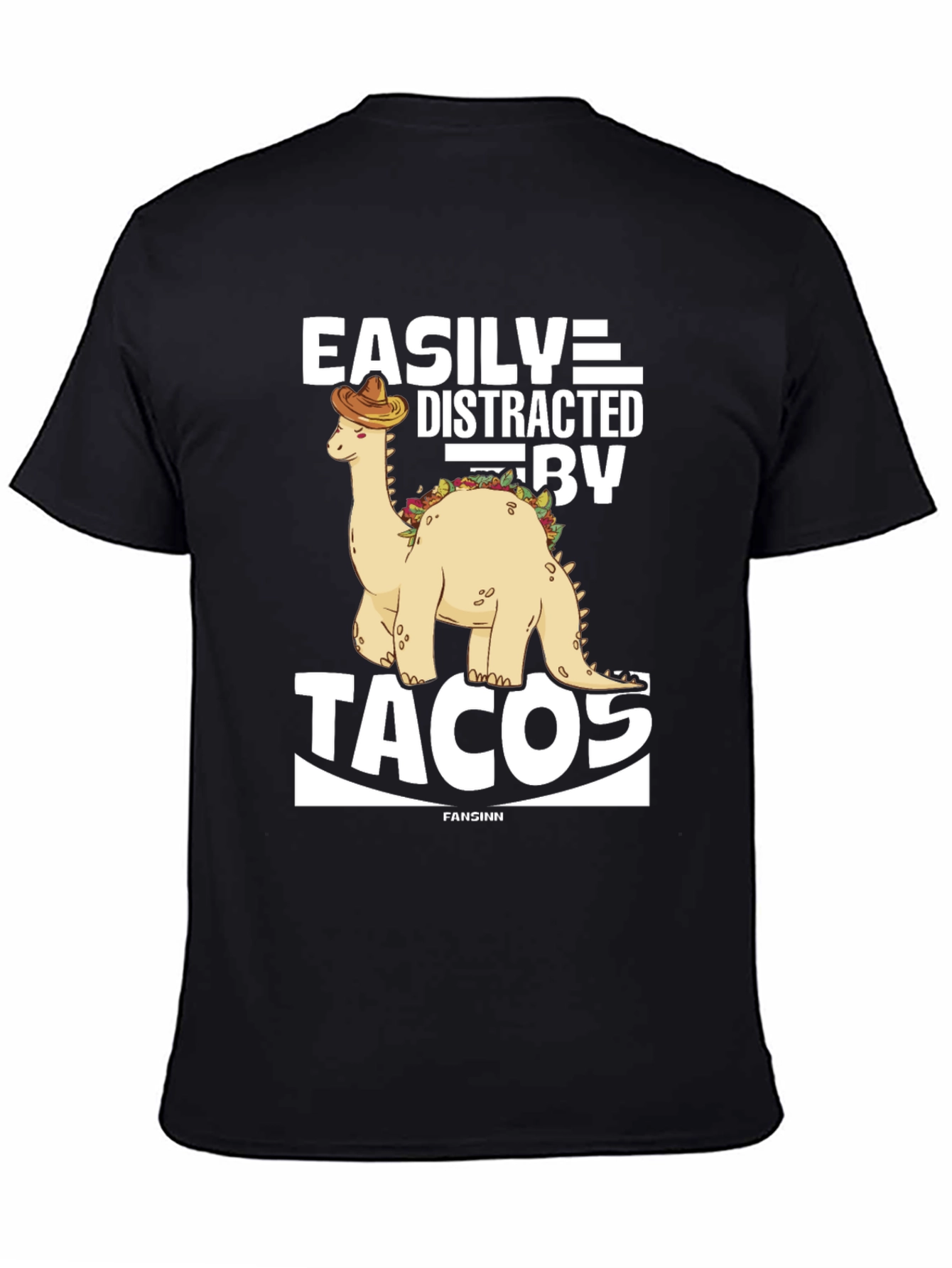 Easily Distracted By Tacos Dinosaur Graphic Tee