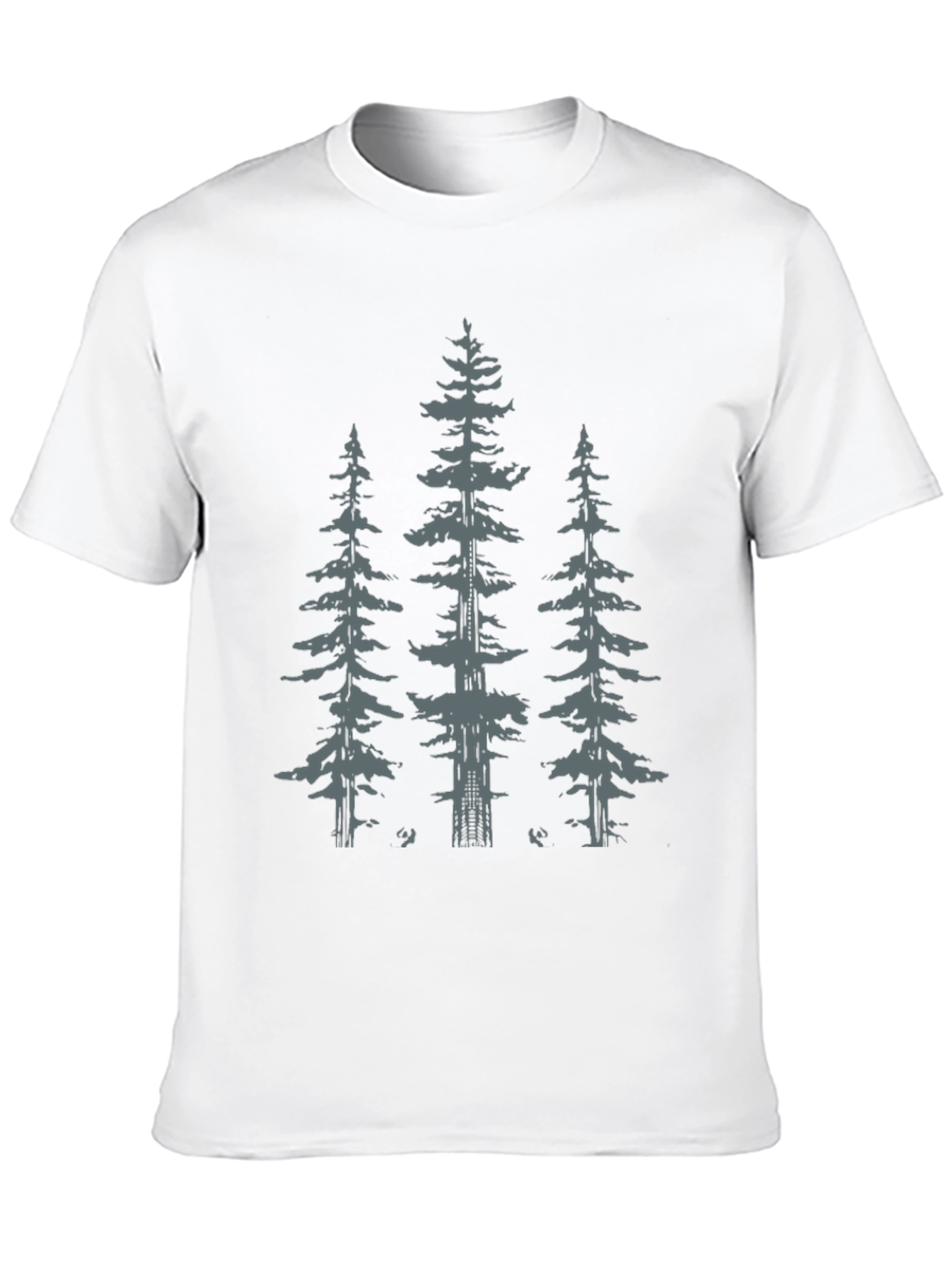 Black Tee with Pine Tree Graphic
