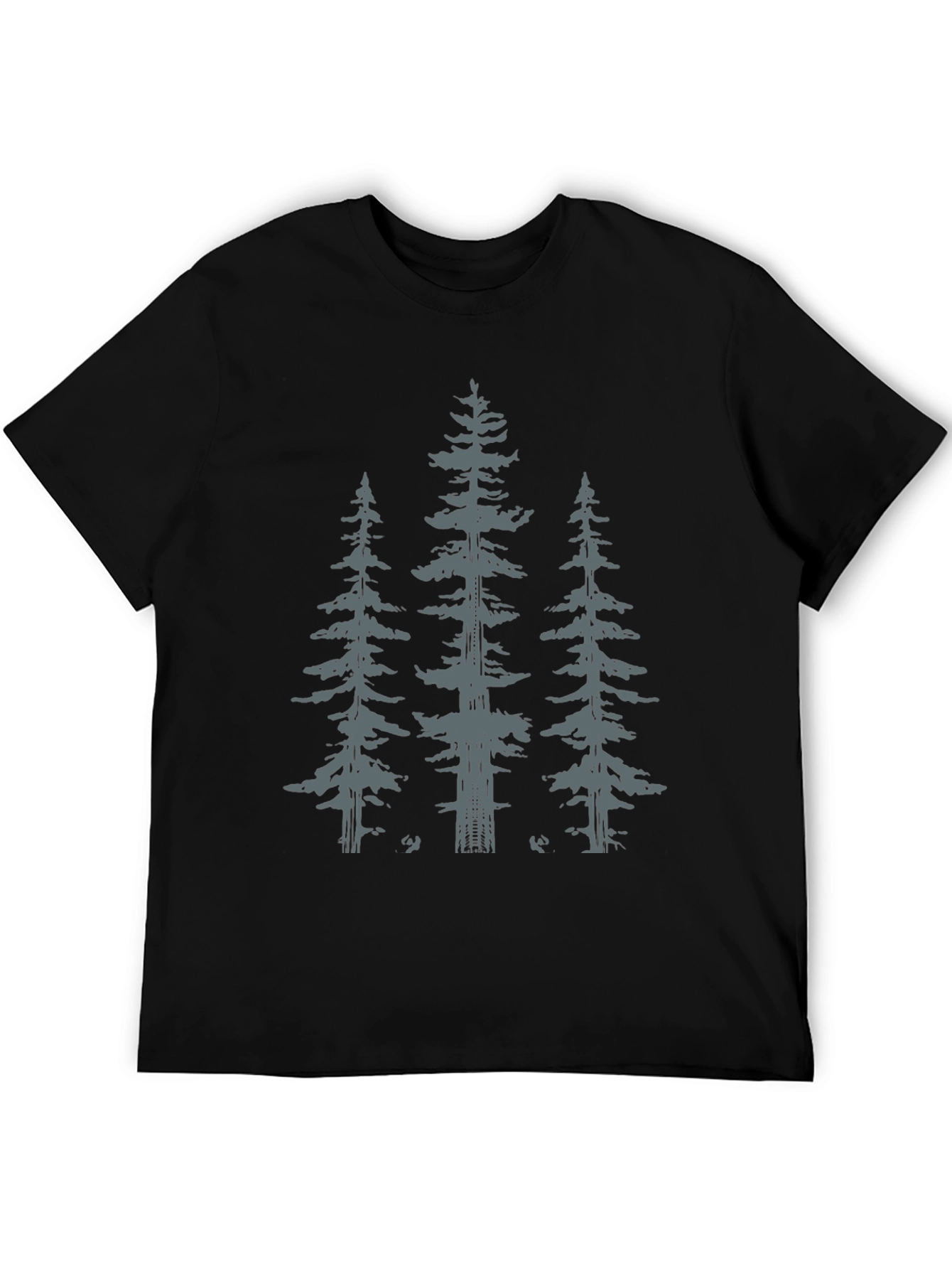 Black Tee with Pine Tree Graphic