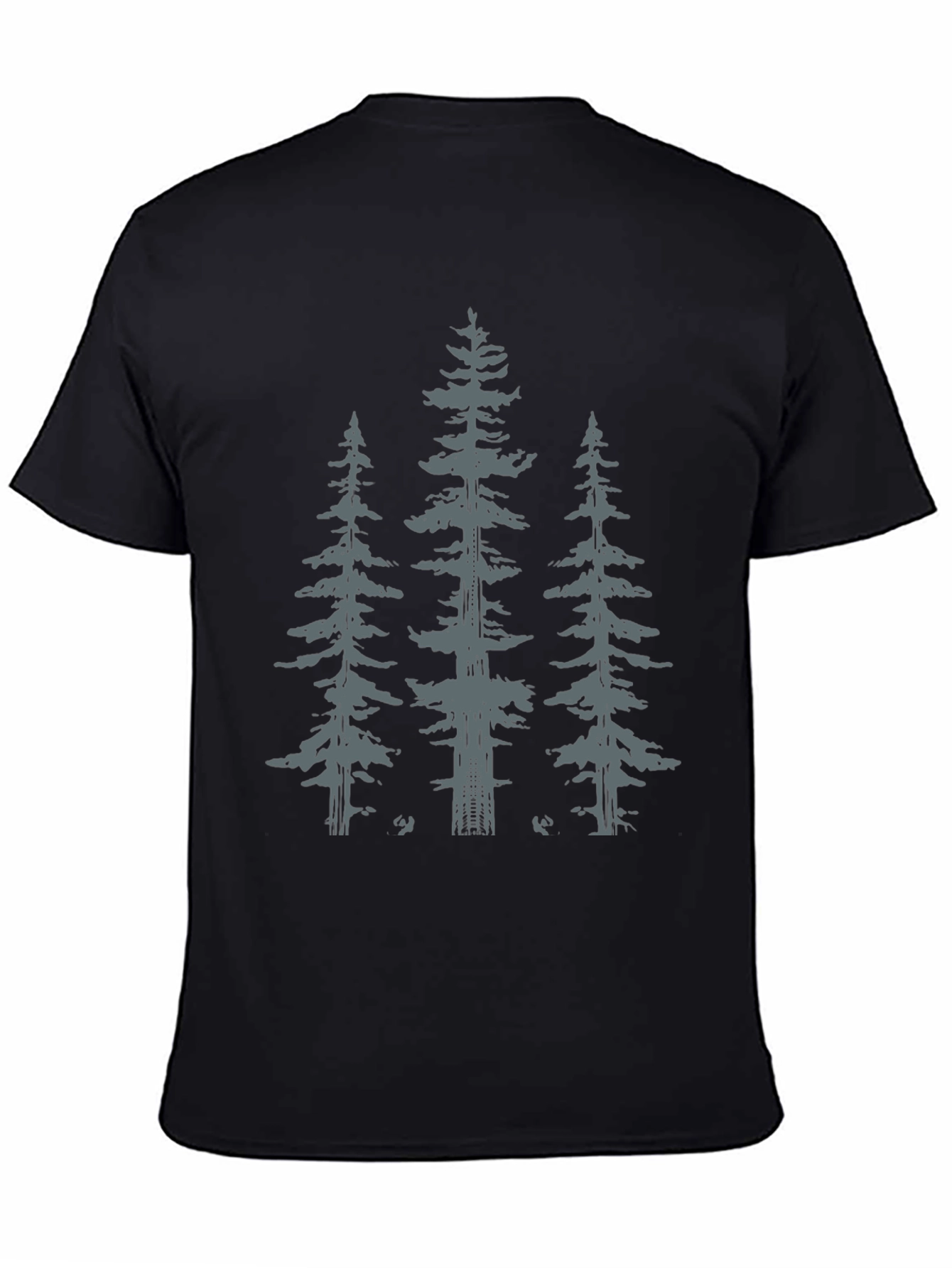 Black Tee with Pine Tree Graphic