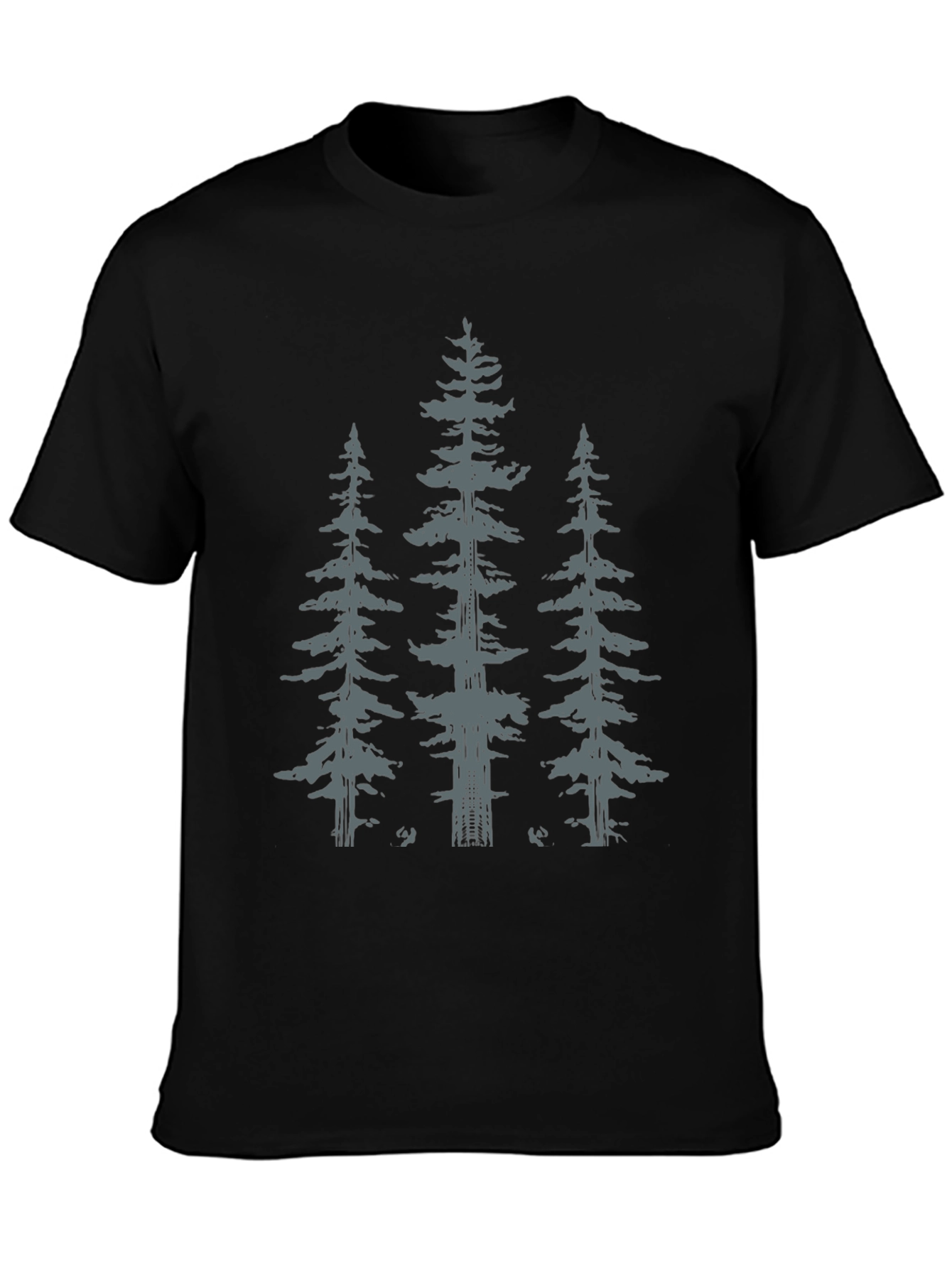 Black Tee with Pine Tree Graphic