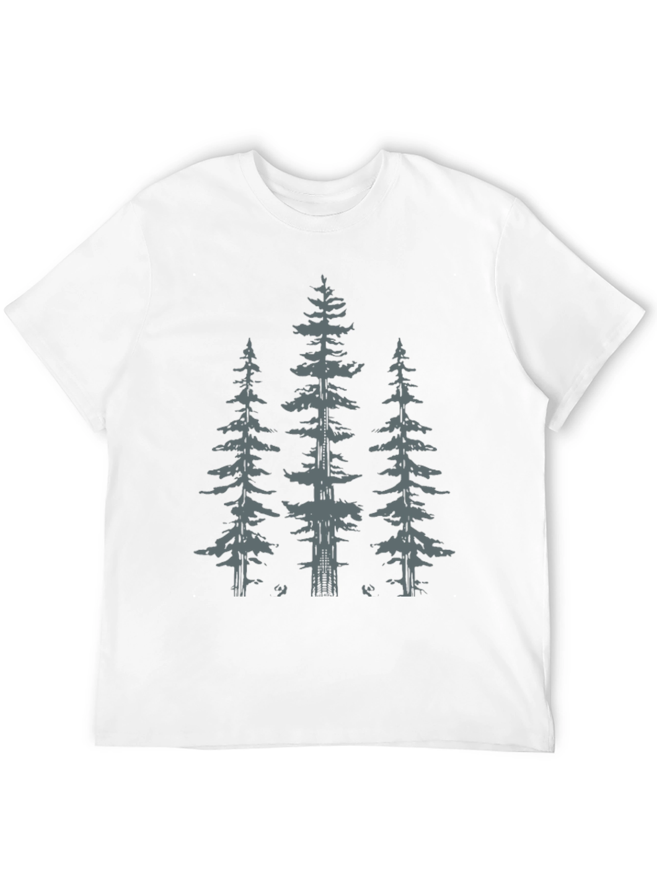 Black Tee with Pine Tree Graphic