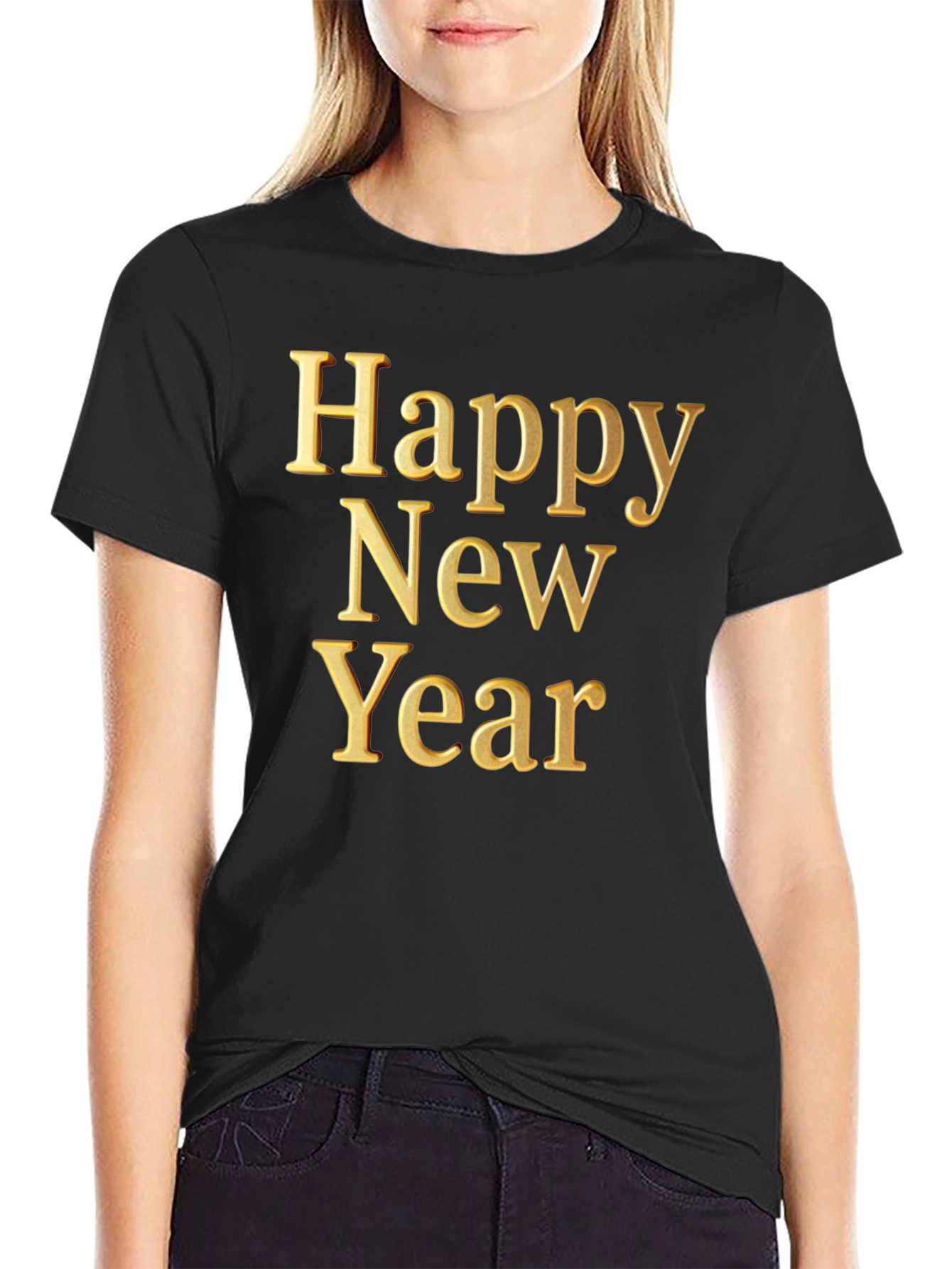 Happy New Year Graphic Tee - Black