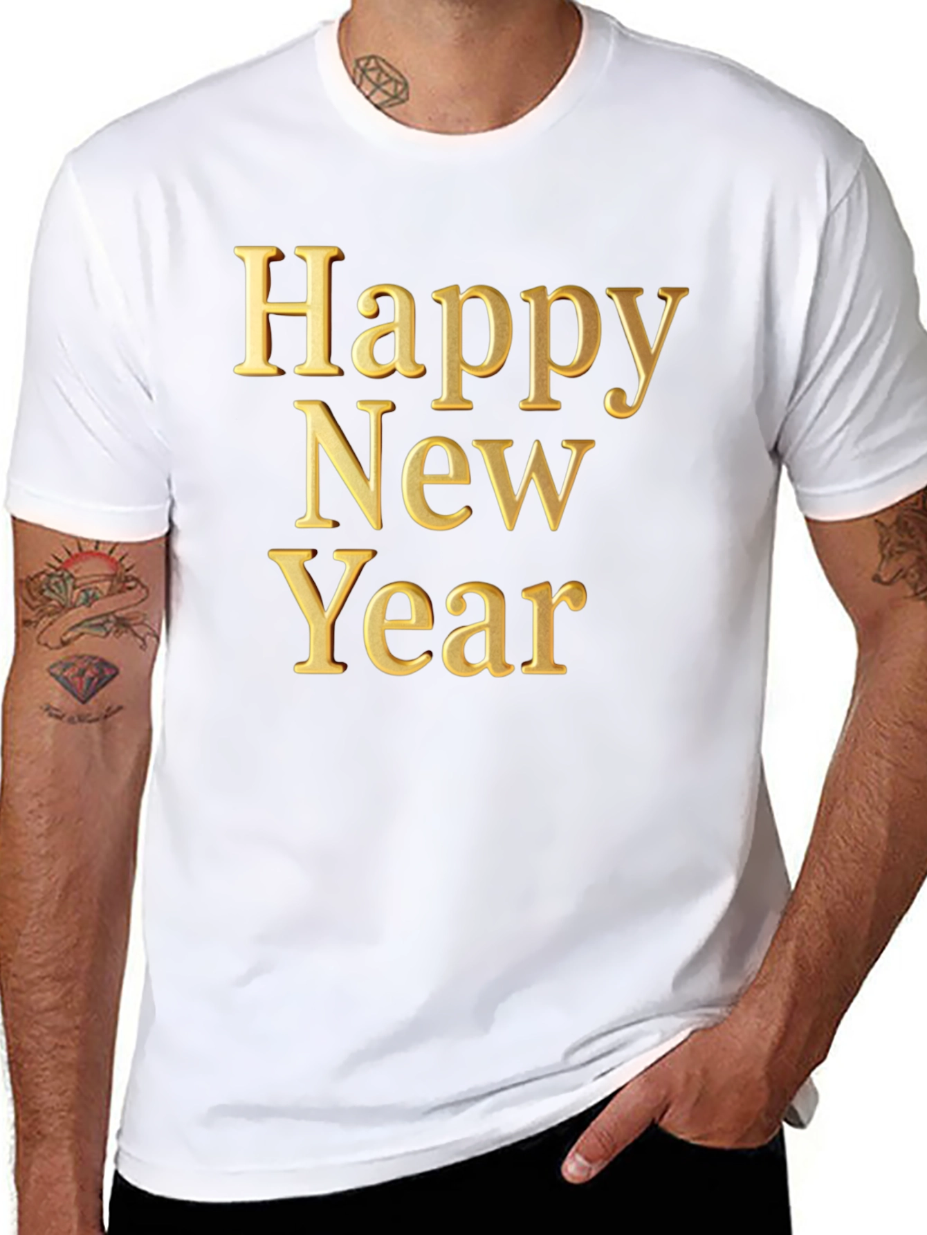 Happy New Year Graphic Tee - Black