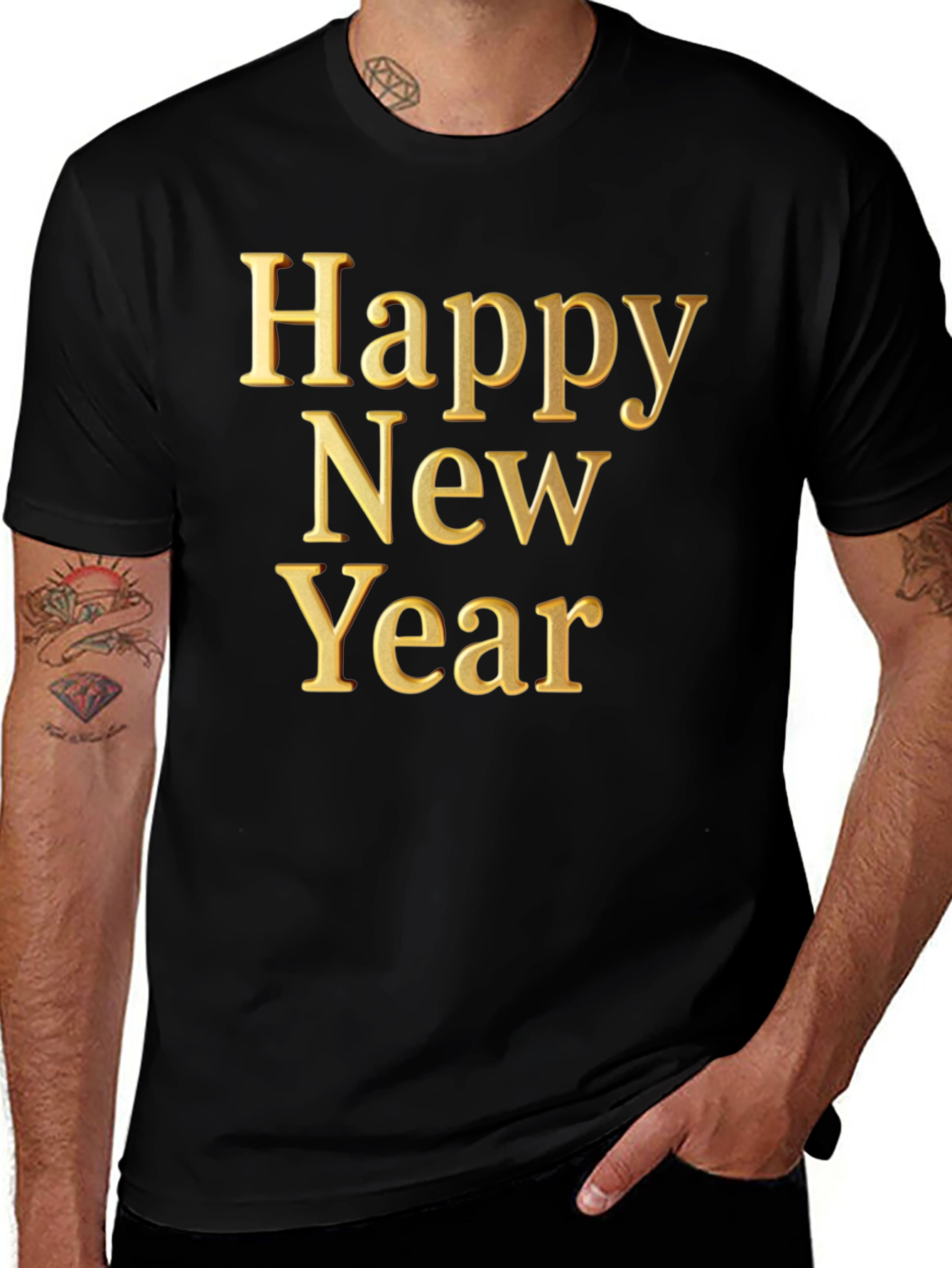 Happy New Year Graphic Tee - Black