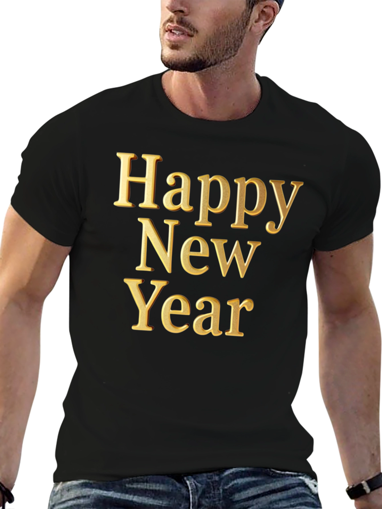 Happy New Year Graphic Tee - Black