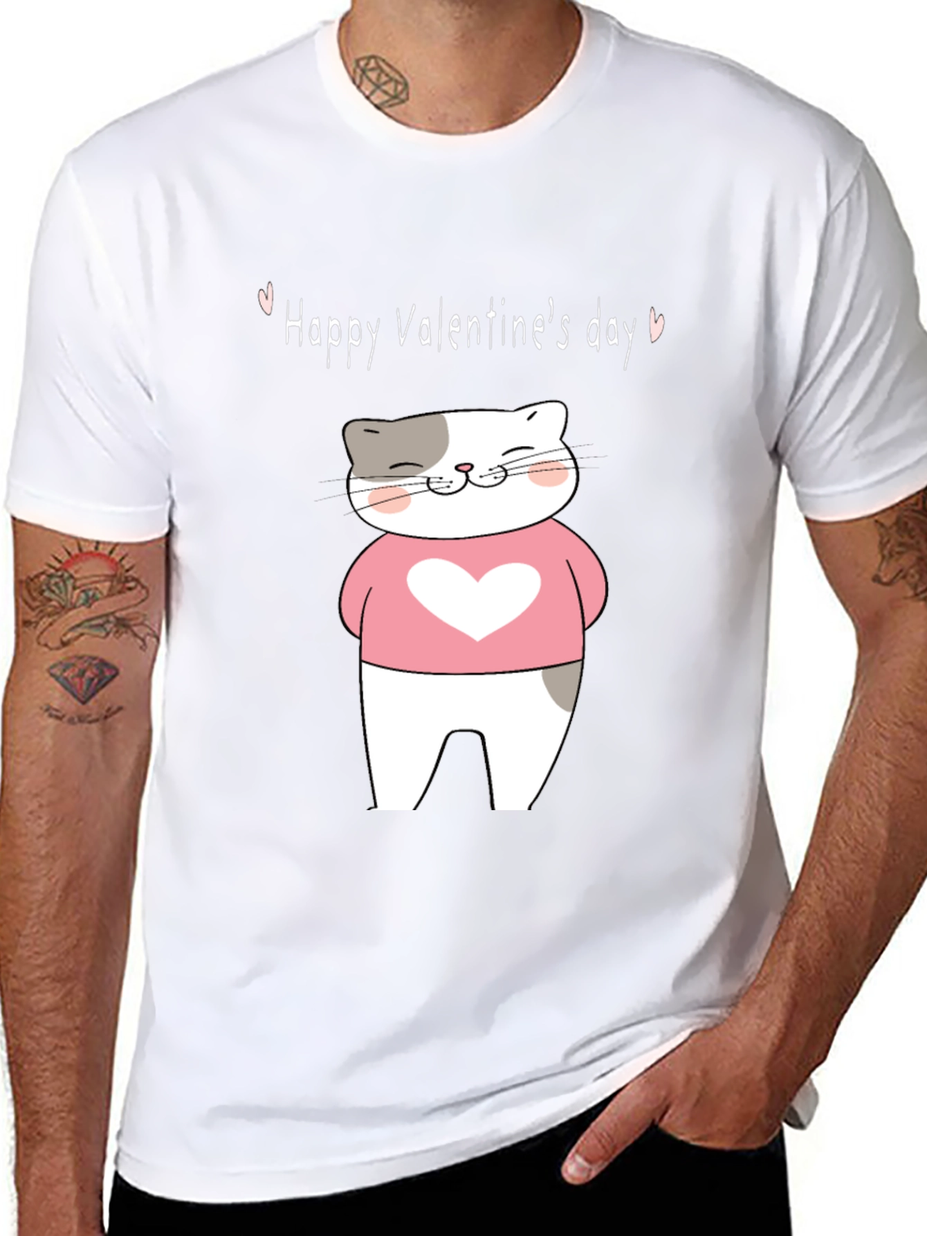 Valentines Day Cat Graphic T-Shirt