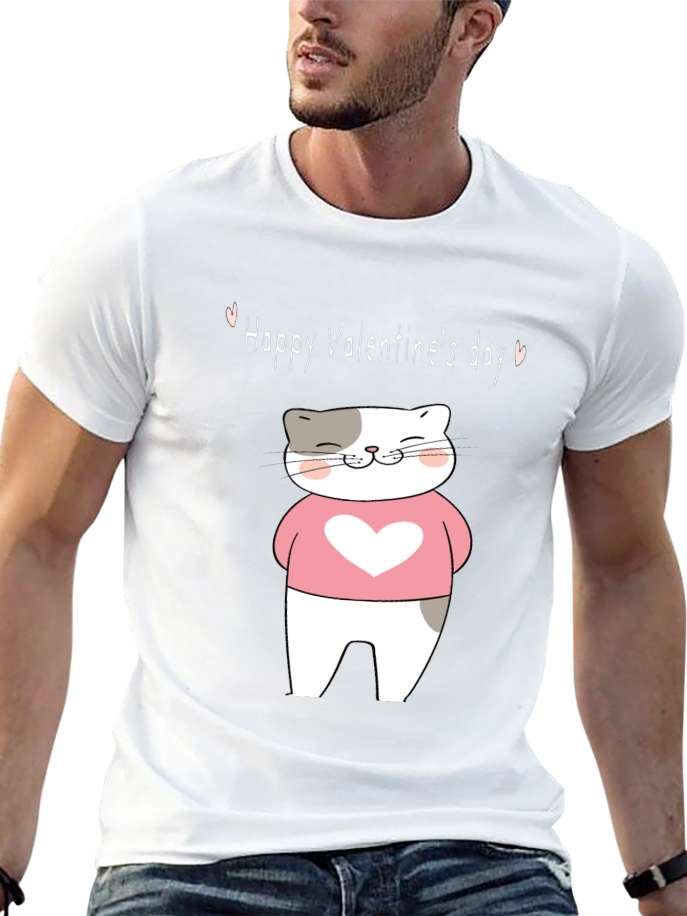 Valentines Day Cat Graphic T-Shirt