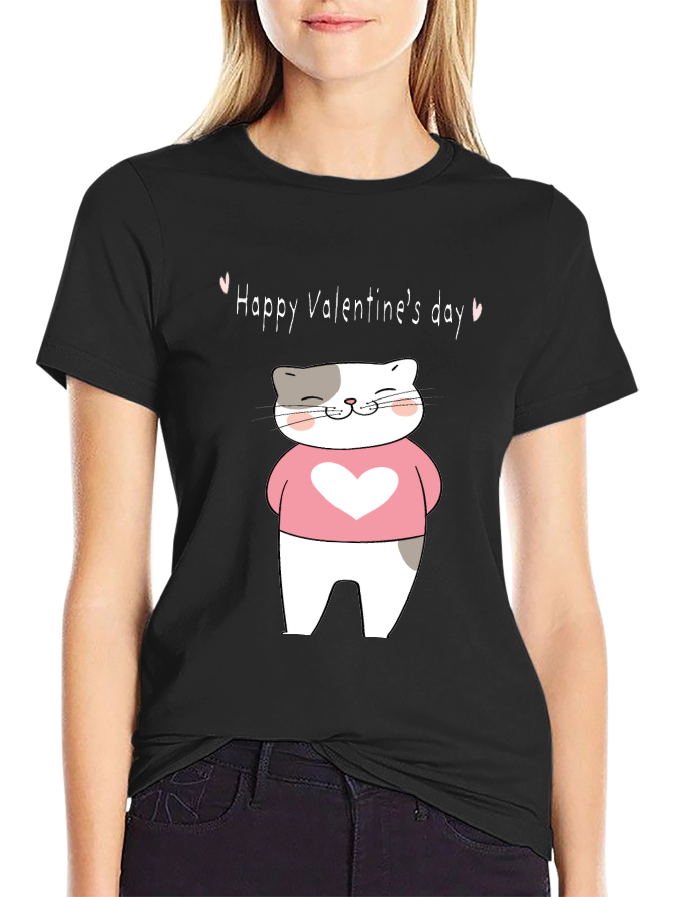 Valentines Day Cat Graphic T-Shirt